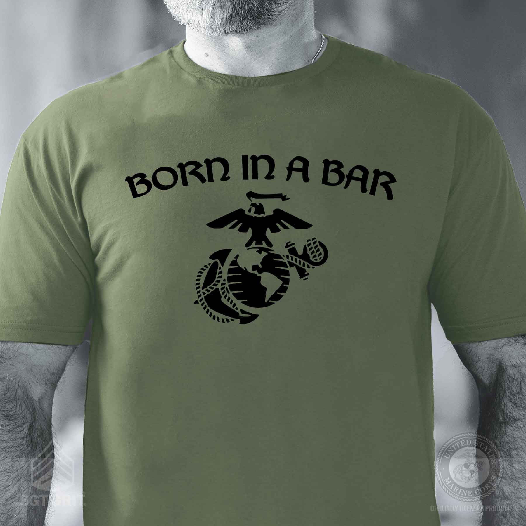 Born in a Bar Eagle, Globe, and Anchor T-Shirt - Image 2