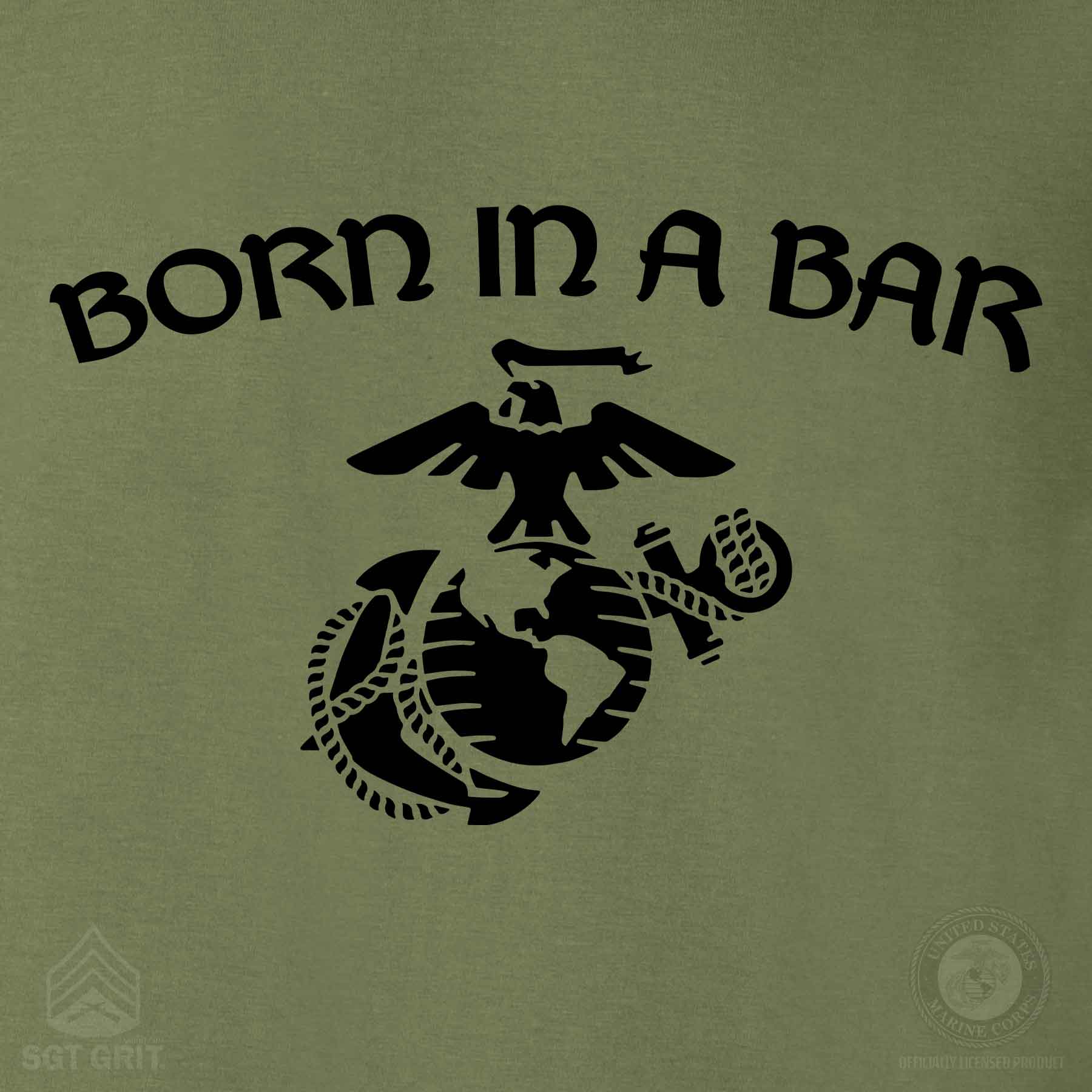 Born in a Bar Eagle, Globe, and Anchor T-Shirt - Image 3