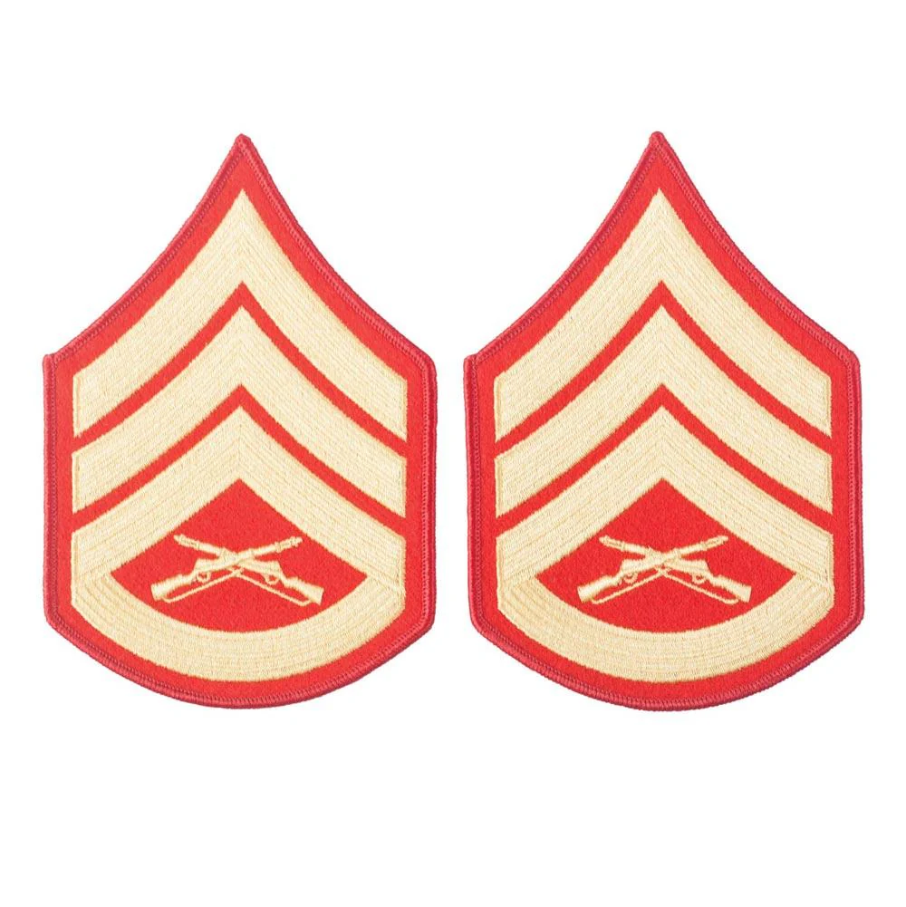 Gold on Red Embroidered Chevrons - Image 6