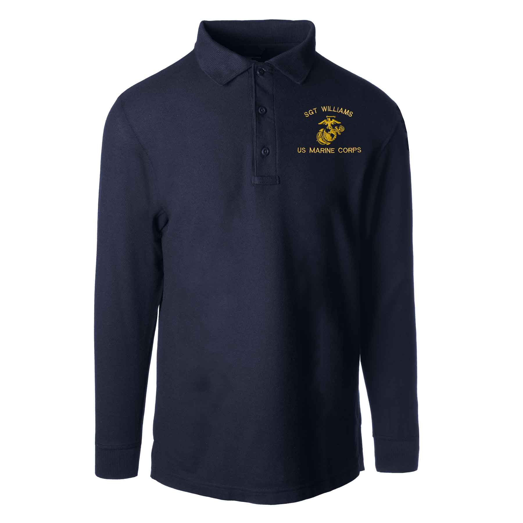 USMC Choose Your Design Tru-Spec® Long Sleeve Golf Shirt - Image 4