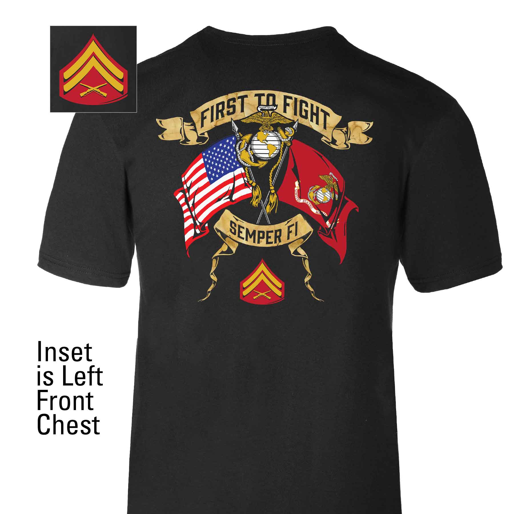 Choose Your Rank USMC And USA Crossed Flags T-shirt