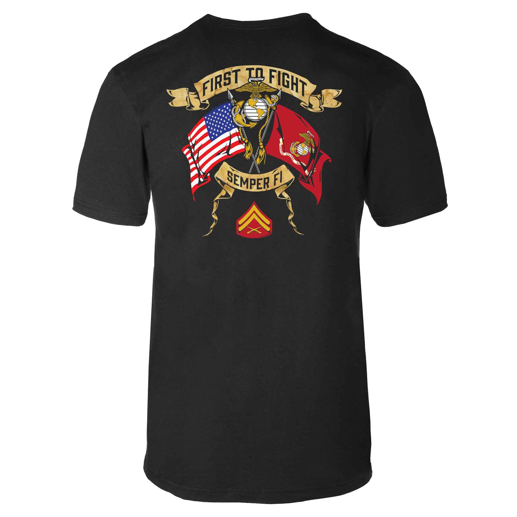 Choose Your Rank USMC And USA Crossed Flags T-shirt - Image 8