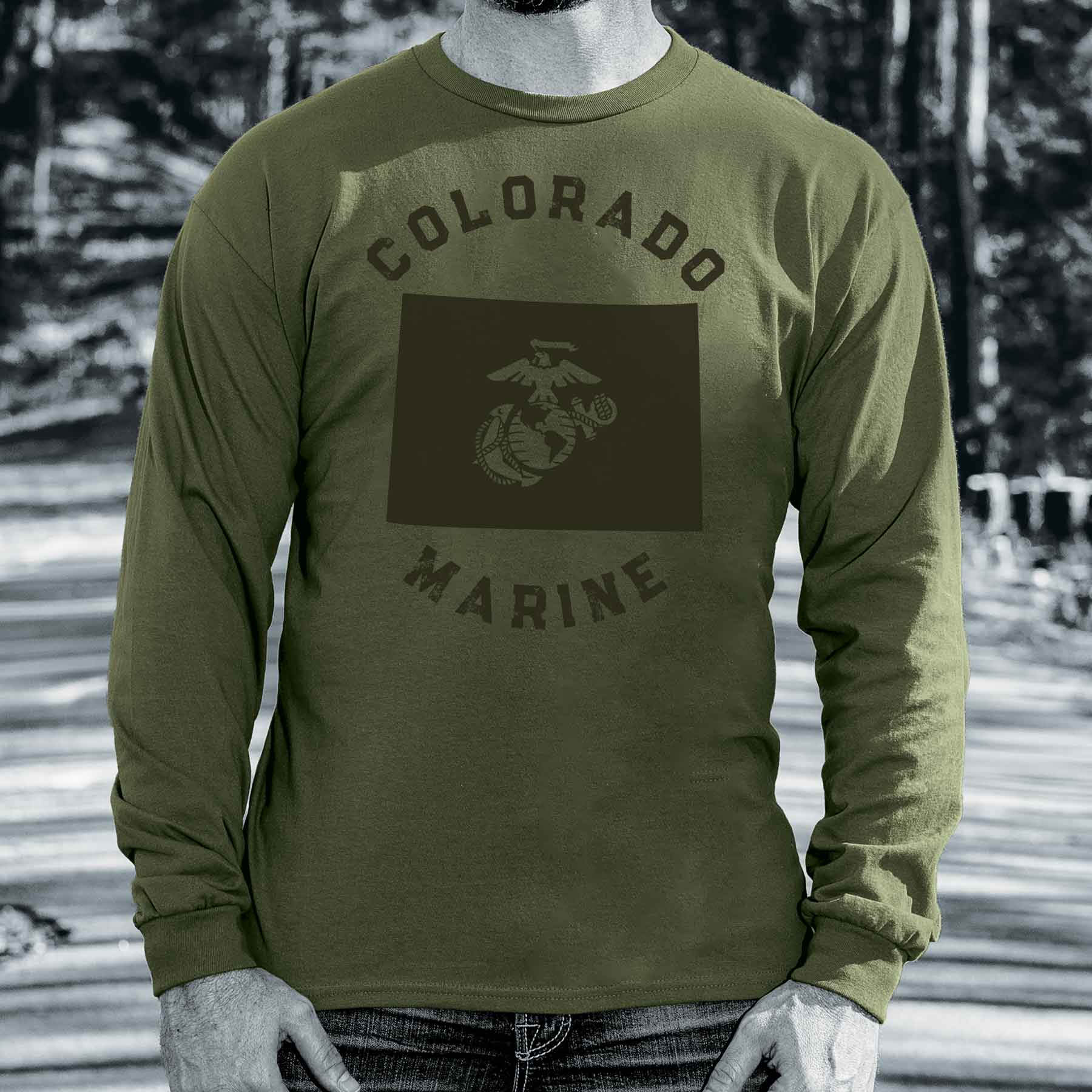 Choose Your State Long Sleeve - OD Green - Image 2
