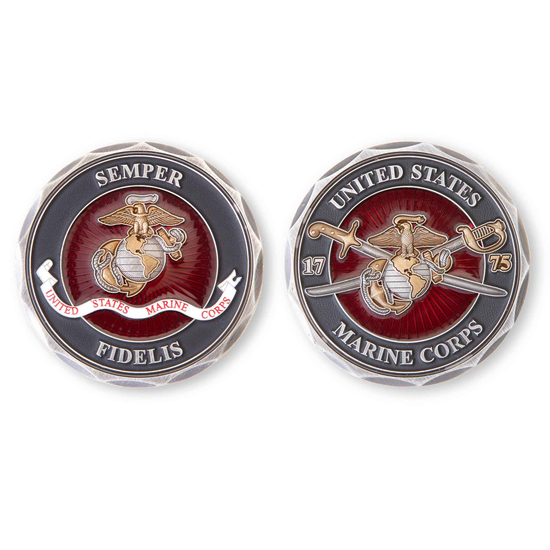 USMC Crossed Sabers Challenge Coin