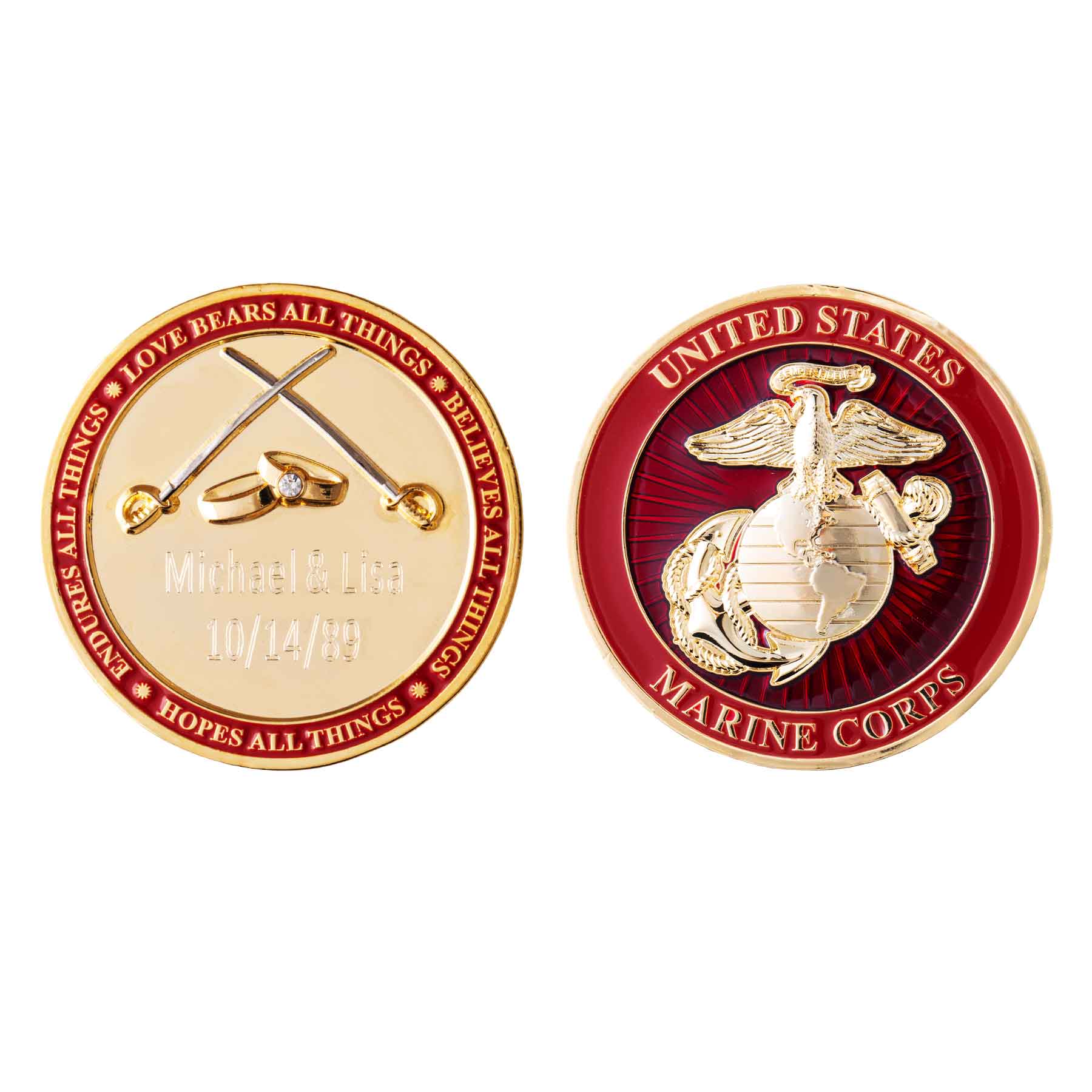USMC Marine Wedding Engravable Coin