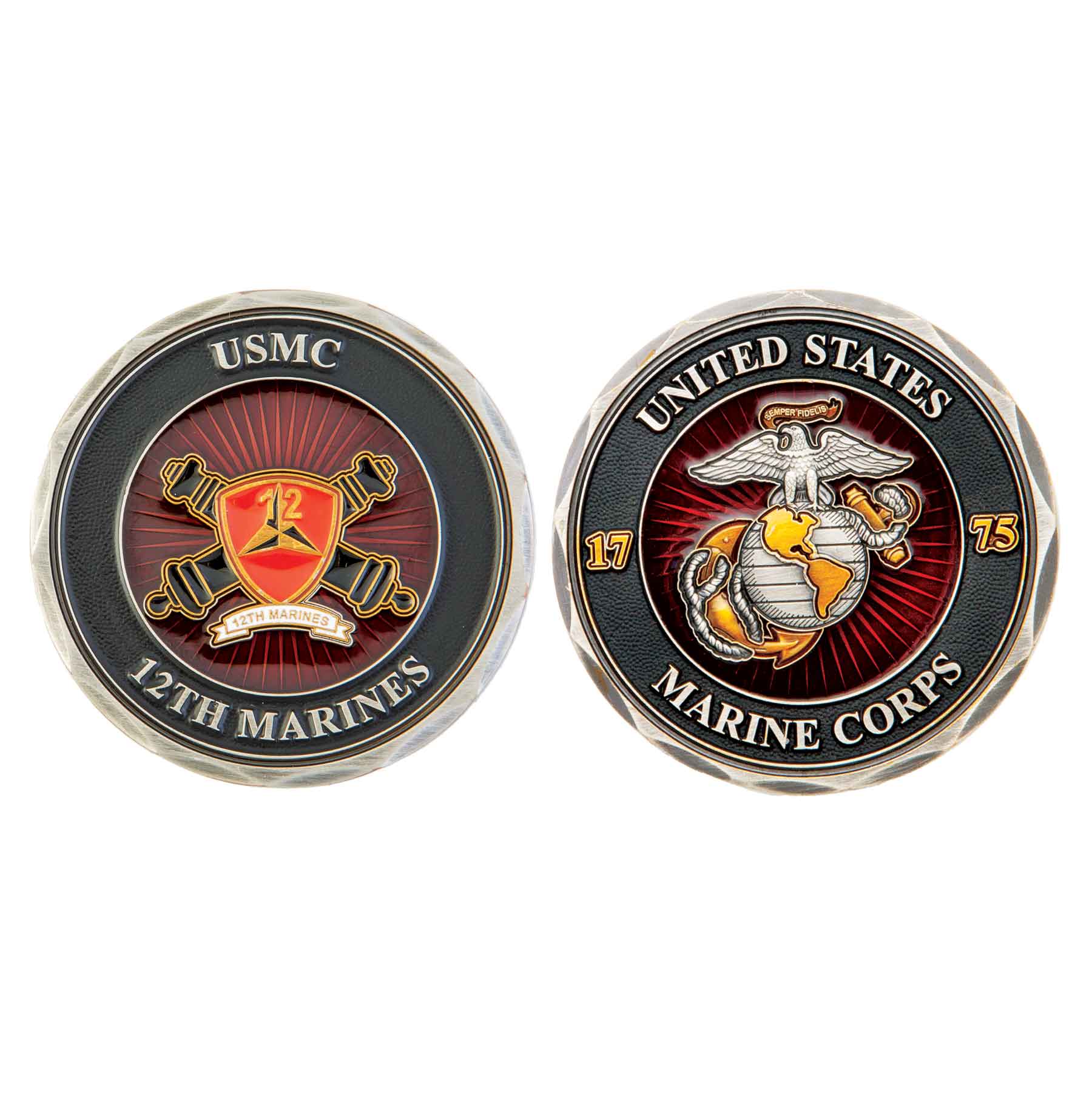 12th Marines Regimental Challenge Coin- Crossed Cannons