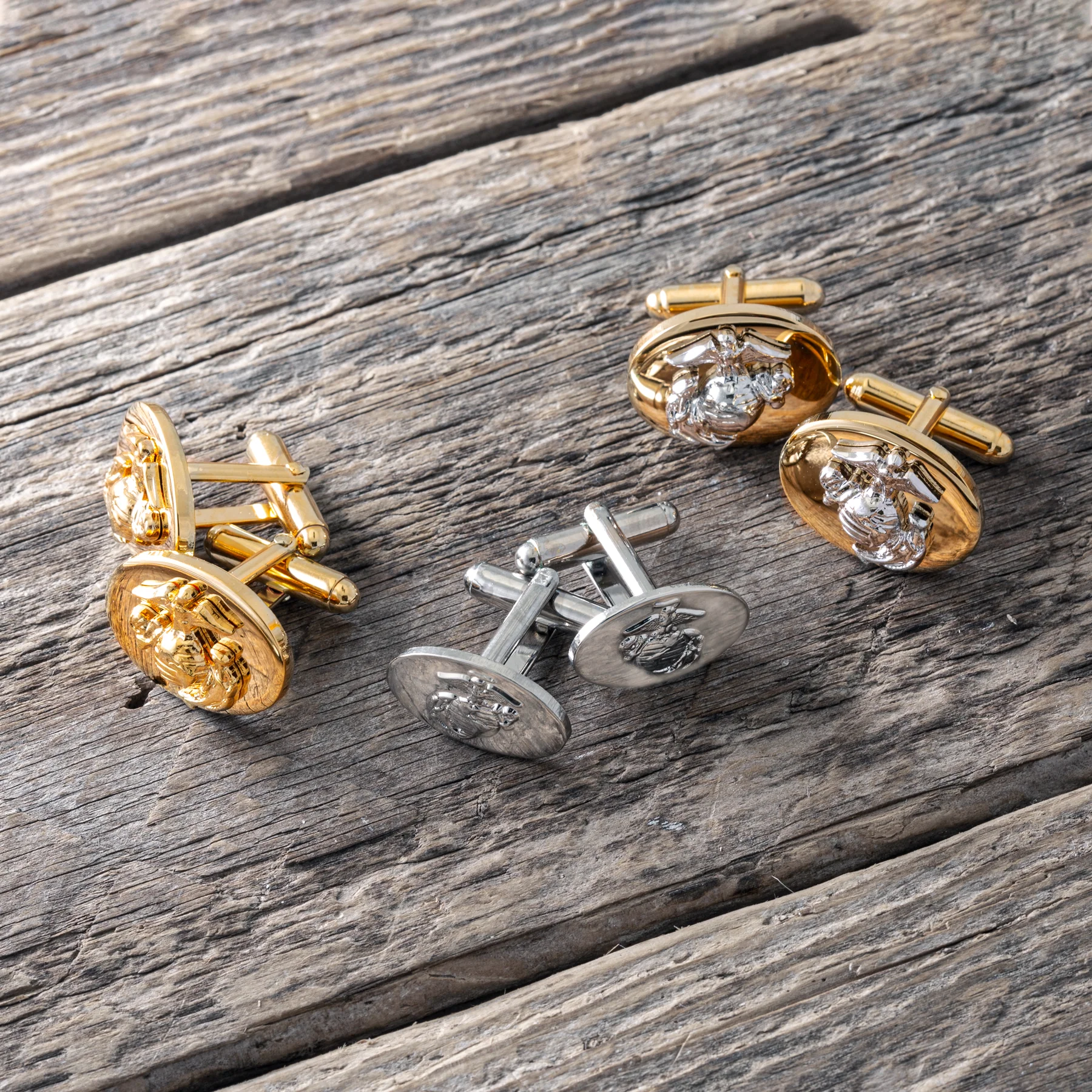 Eagle Globe and Anchor Silver Cufflinks Right and Left - Image 3