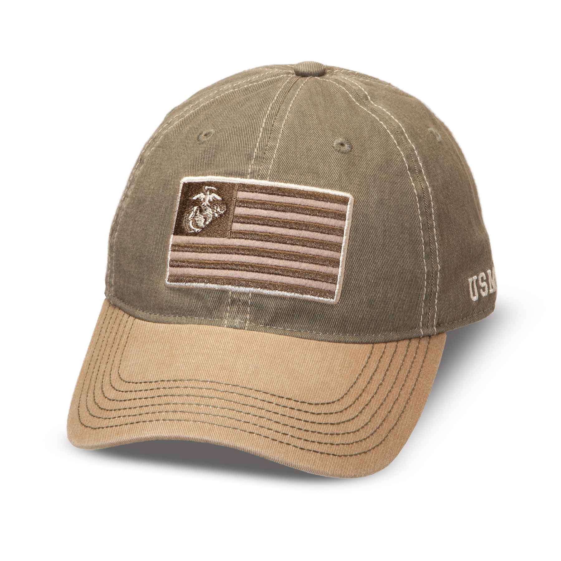 Eagle, Globe, and Anchor Flag Hat – OD green and Brown