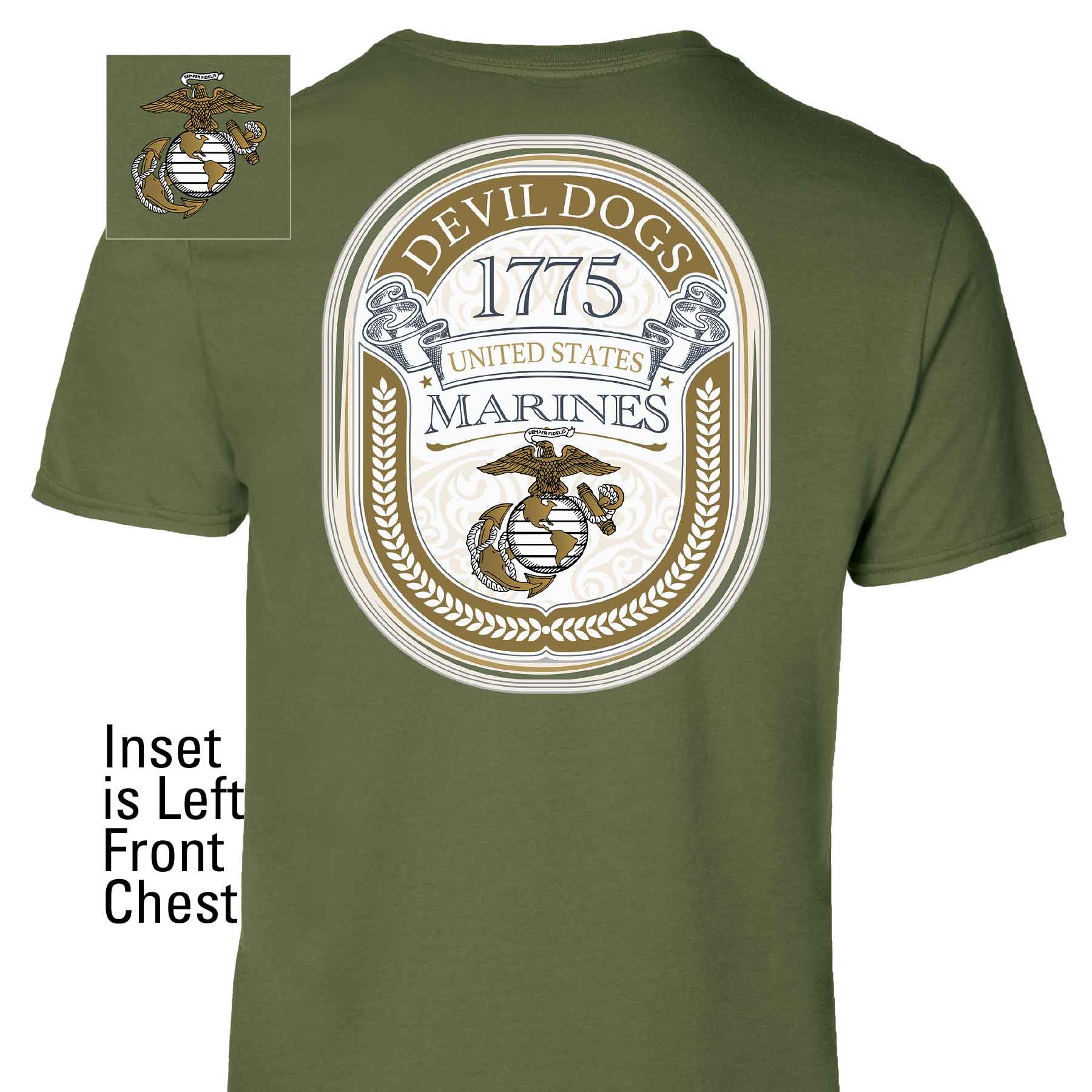 Devil Dogs 1775 USMC T-shirt- Back Design