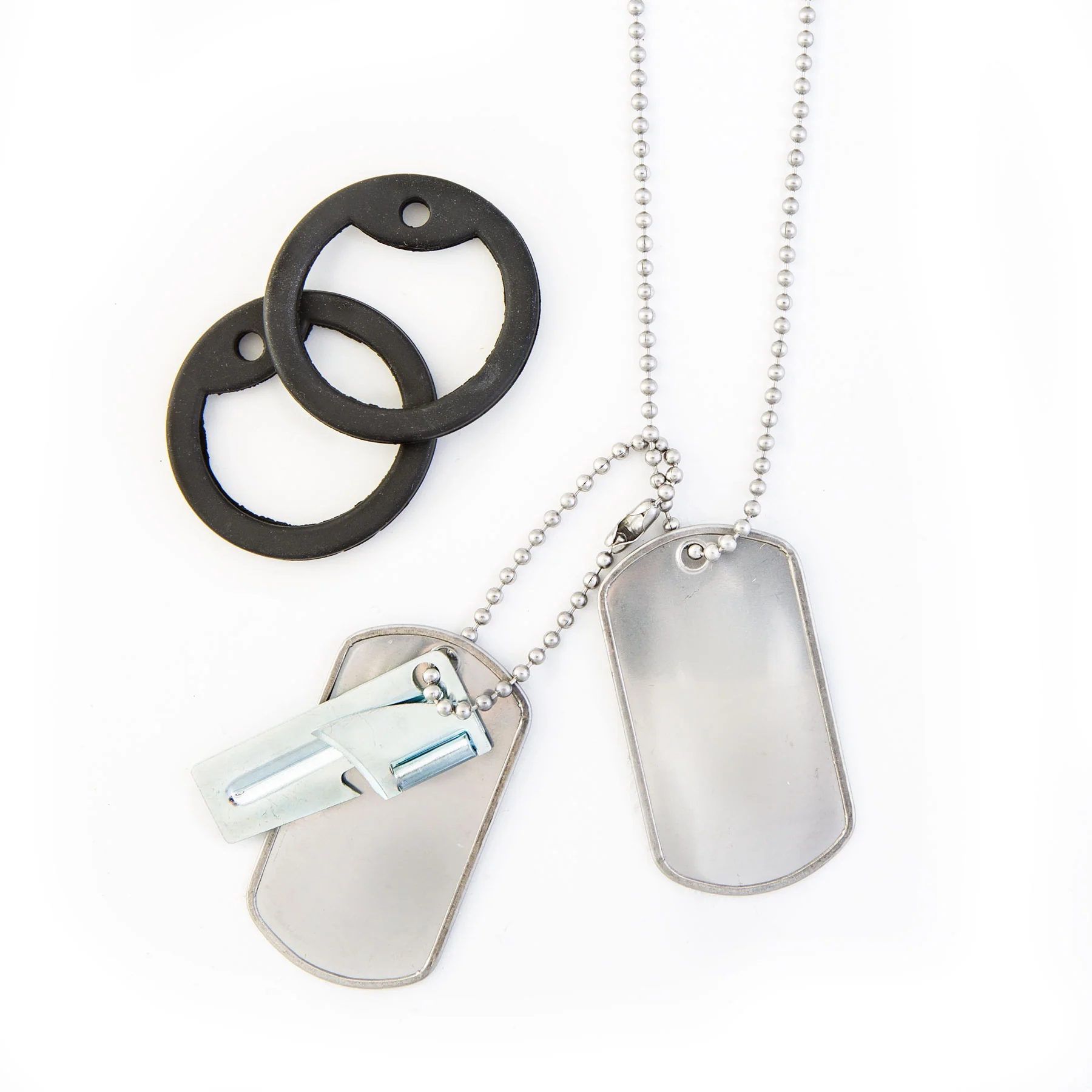 Stainless Steel Dull Finish Dog Tags with FREE P38 Can Opener