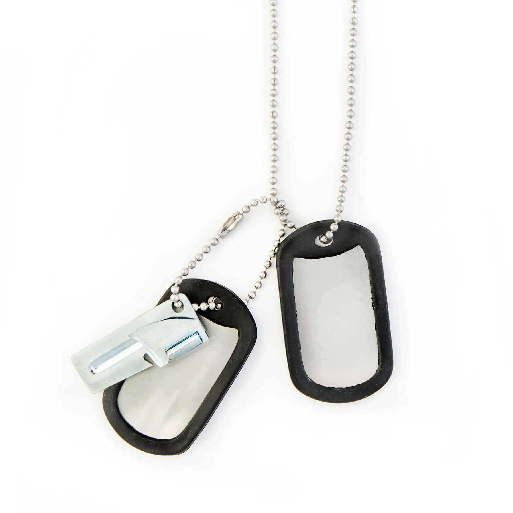 Stainless Steel Dull Finish Dog Tags with FREE P38 Can Opener - Image 2