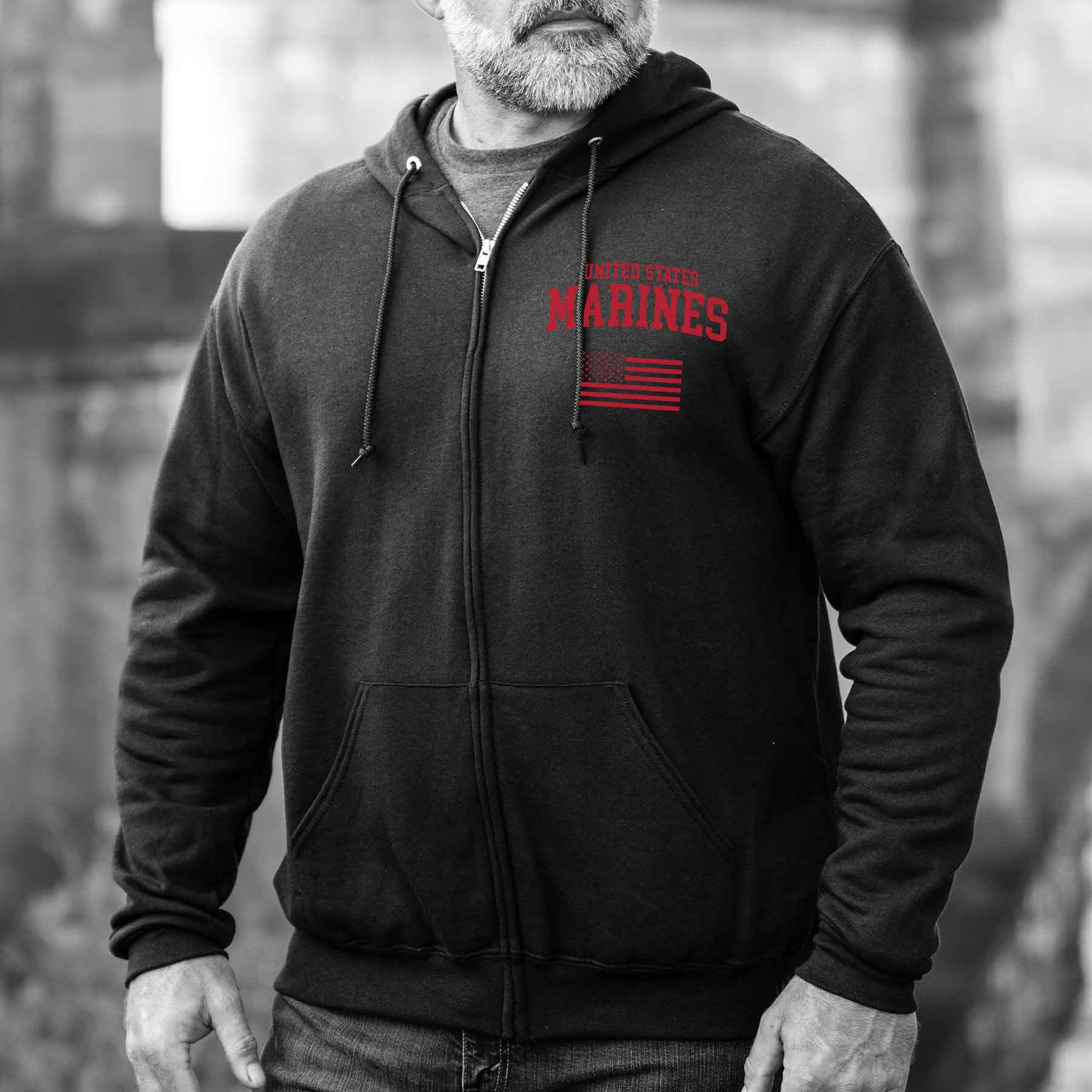 United States Marines USA Flag Full-Zip Hoodie - Image 2