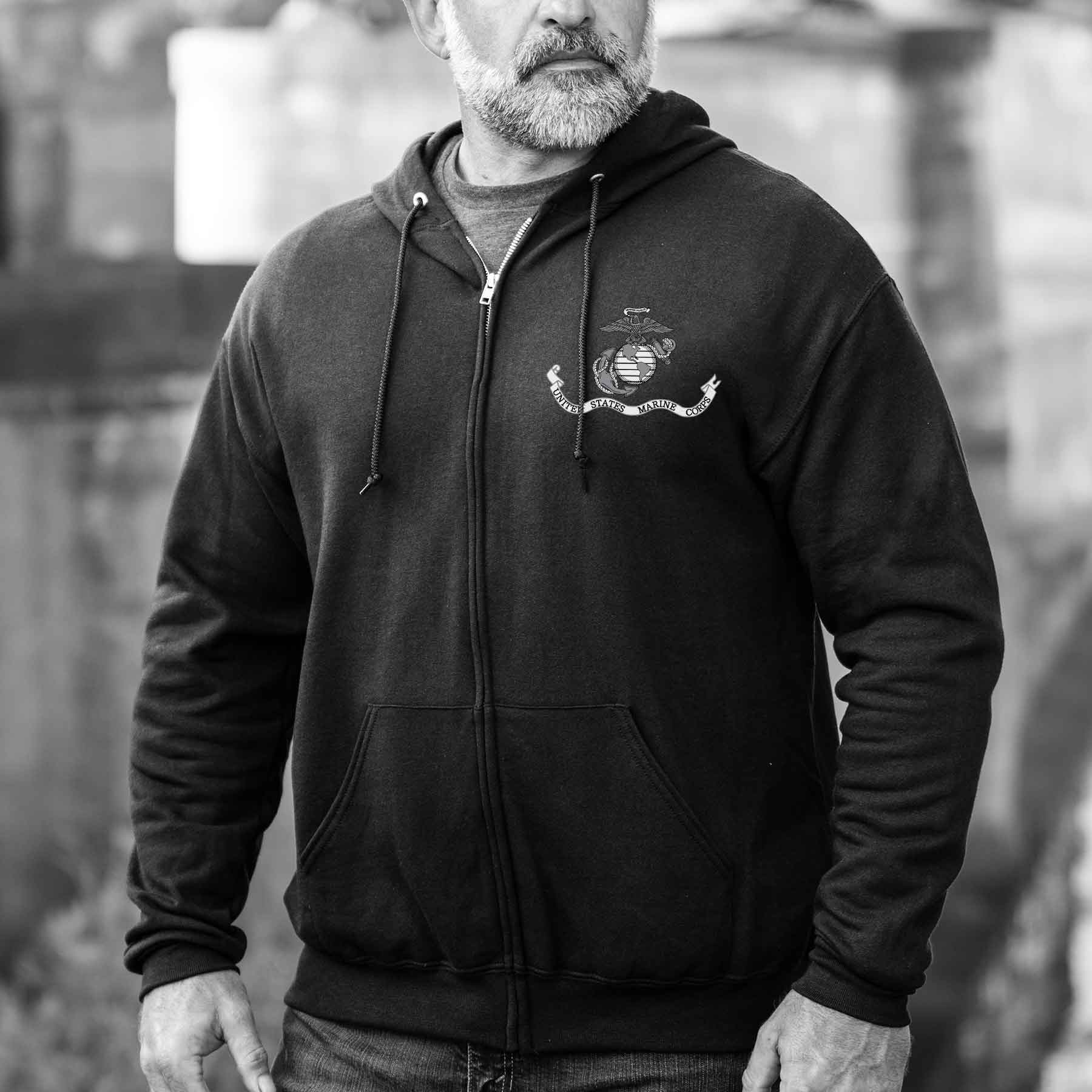 USMC Eagle, Globe, and Anchor Banner Full-zip Hoodie - Image 2
