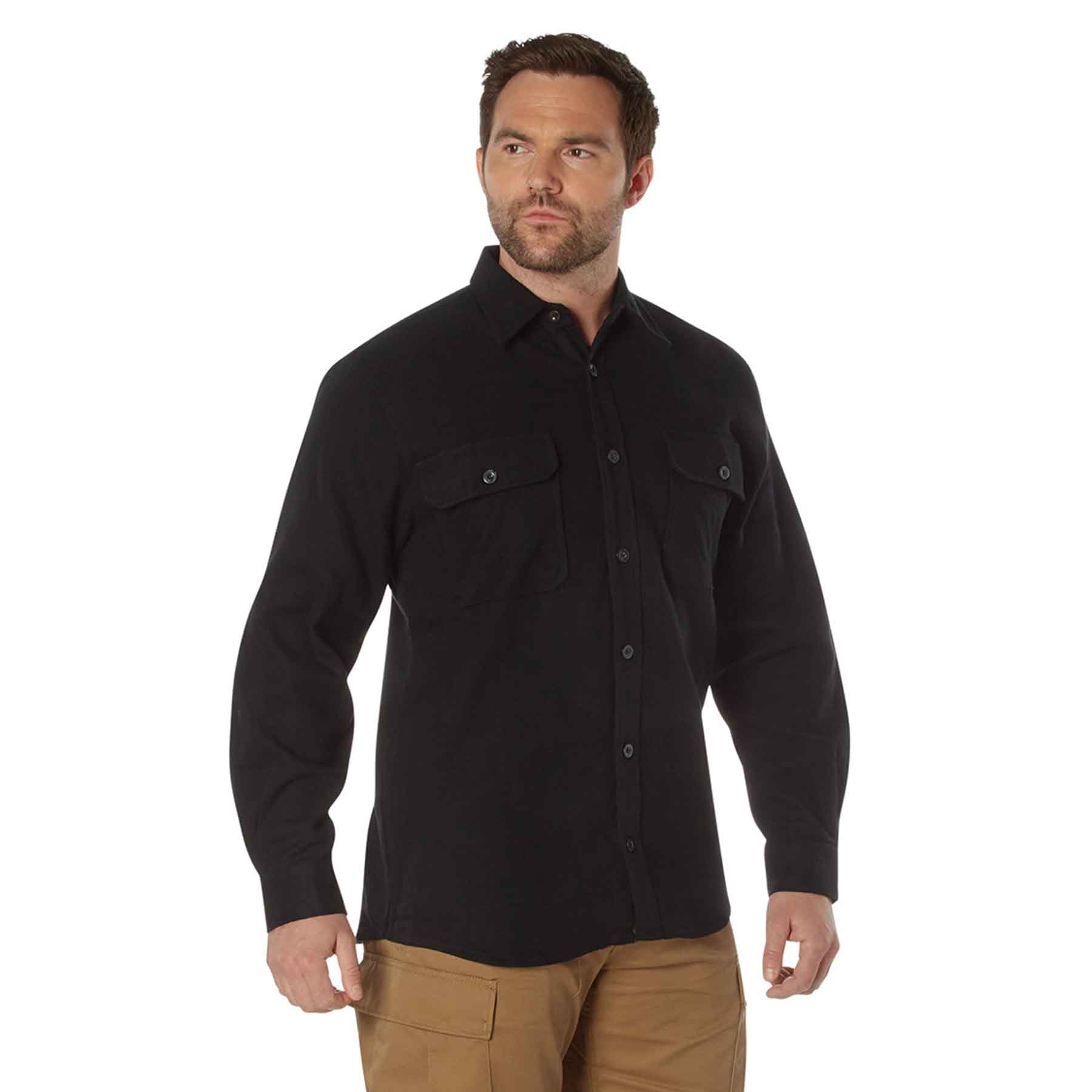 Extra Heavyweight Flannel Shirt- Black - Image 3