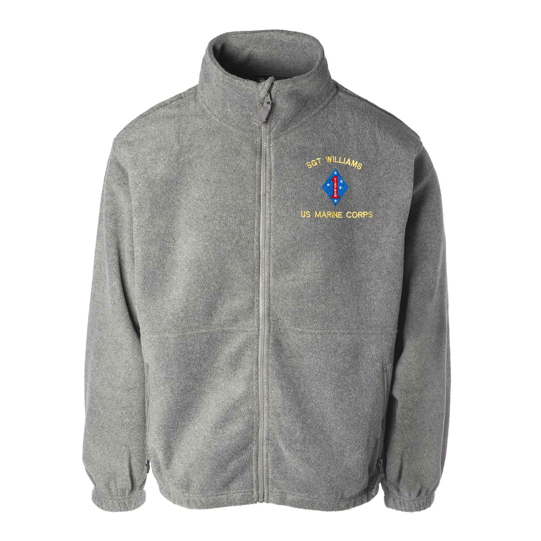 Vietnam 1st Marine Division Embroidered Fleece Full Zip - Image 2