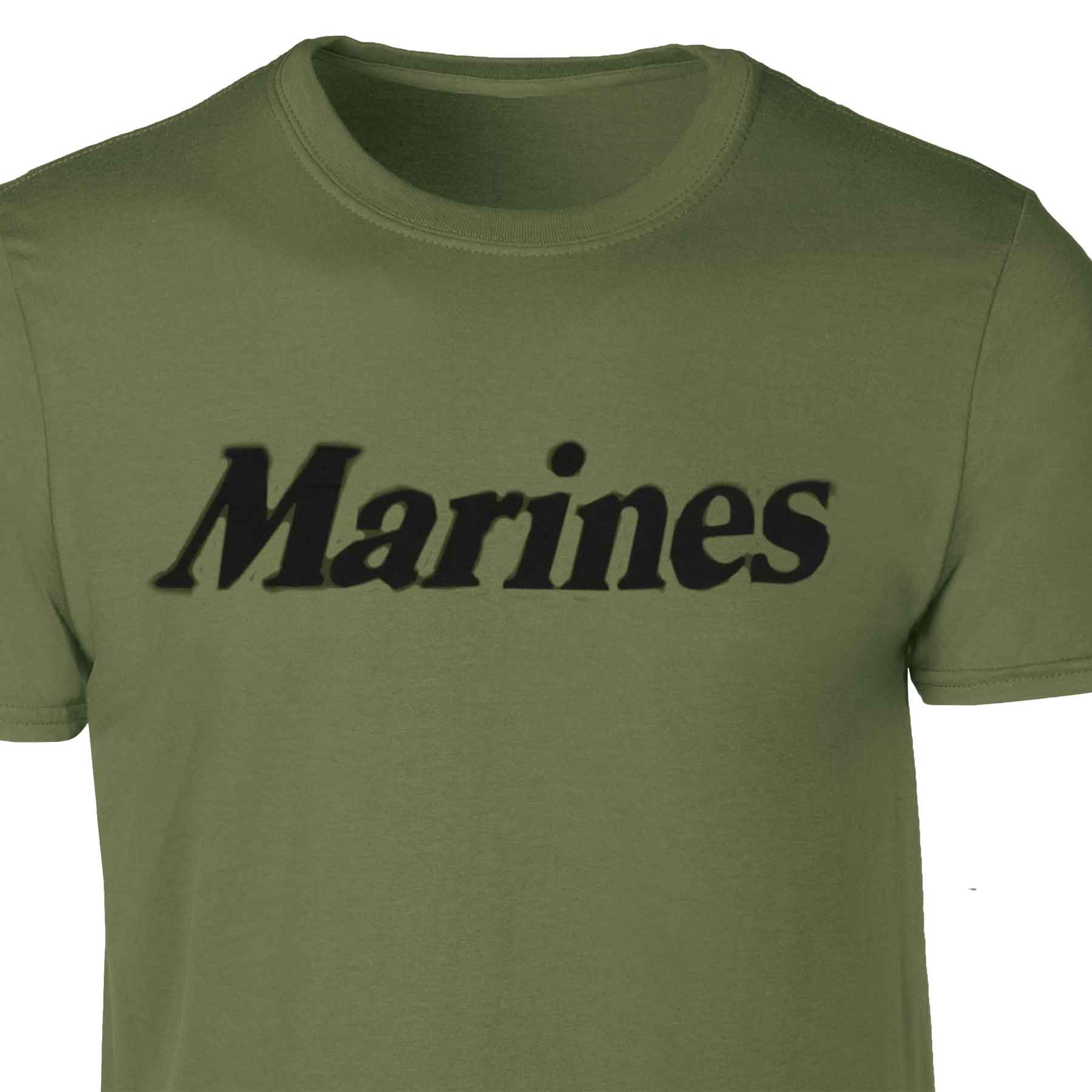 Marines T-Shirt Black on Olive Green