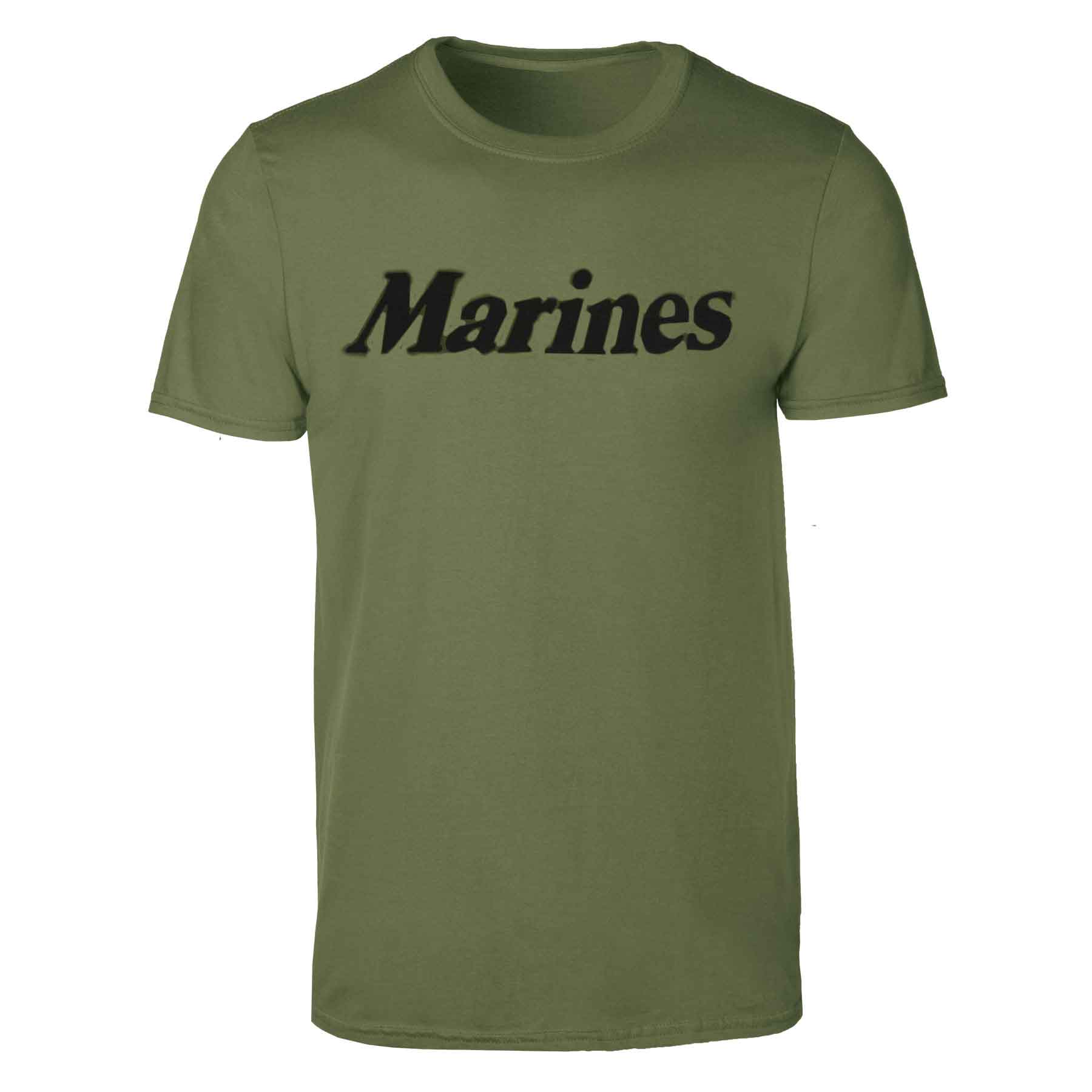 Marines T-Shirt Black on Olive Green - Image 4