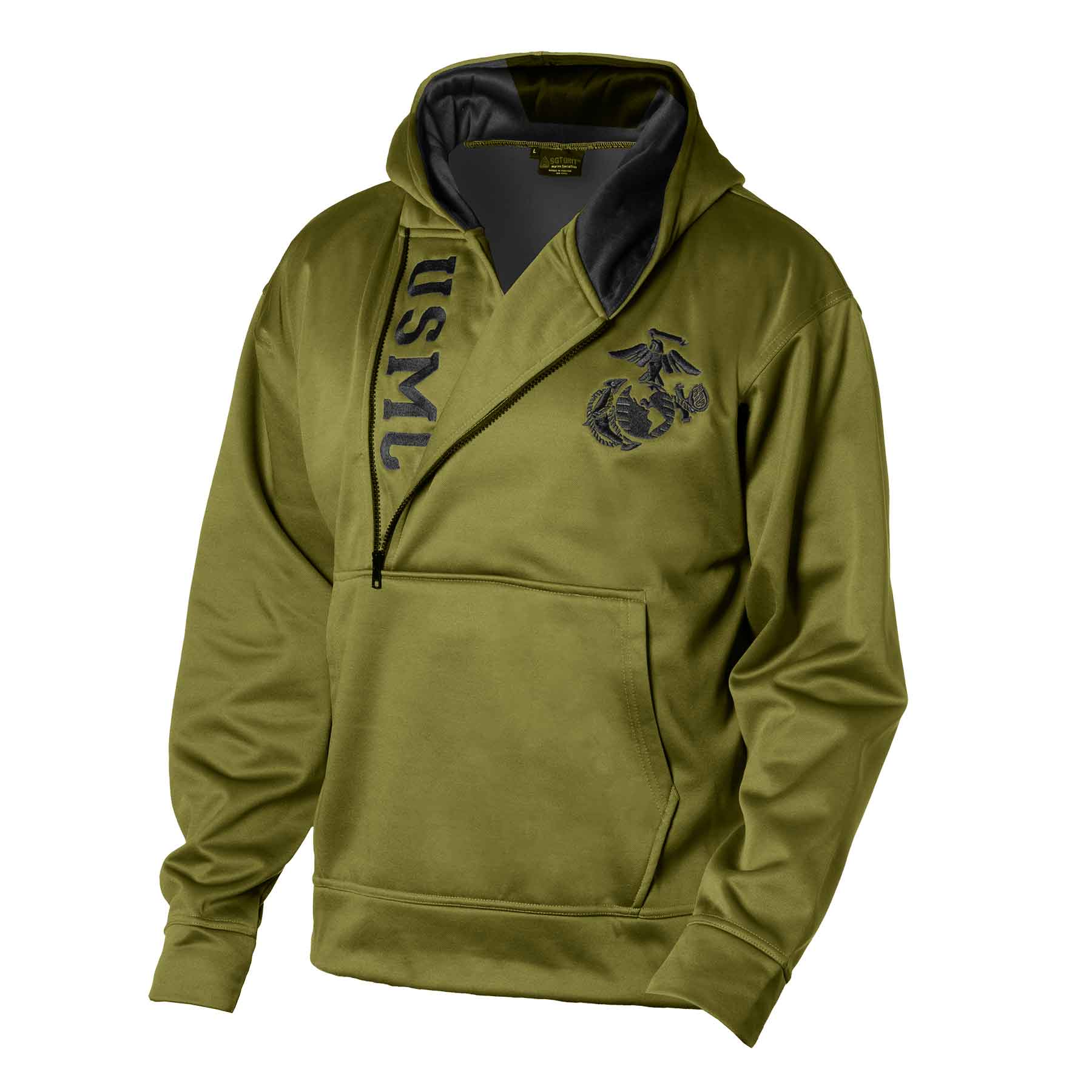 USMC Half Zip Hoodie- OD green - Image 7