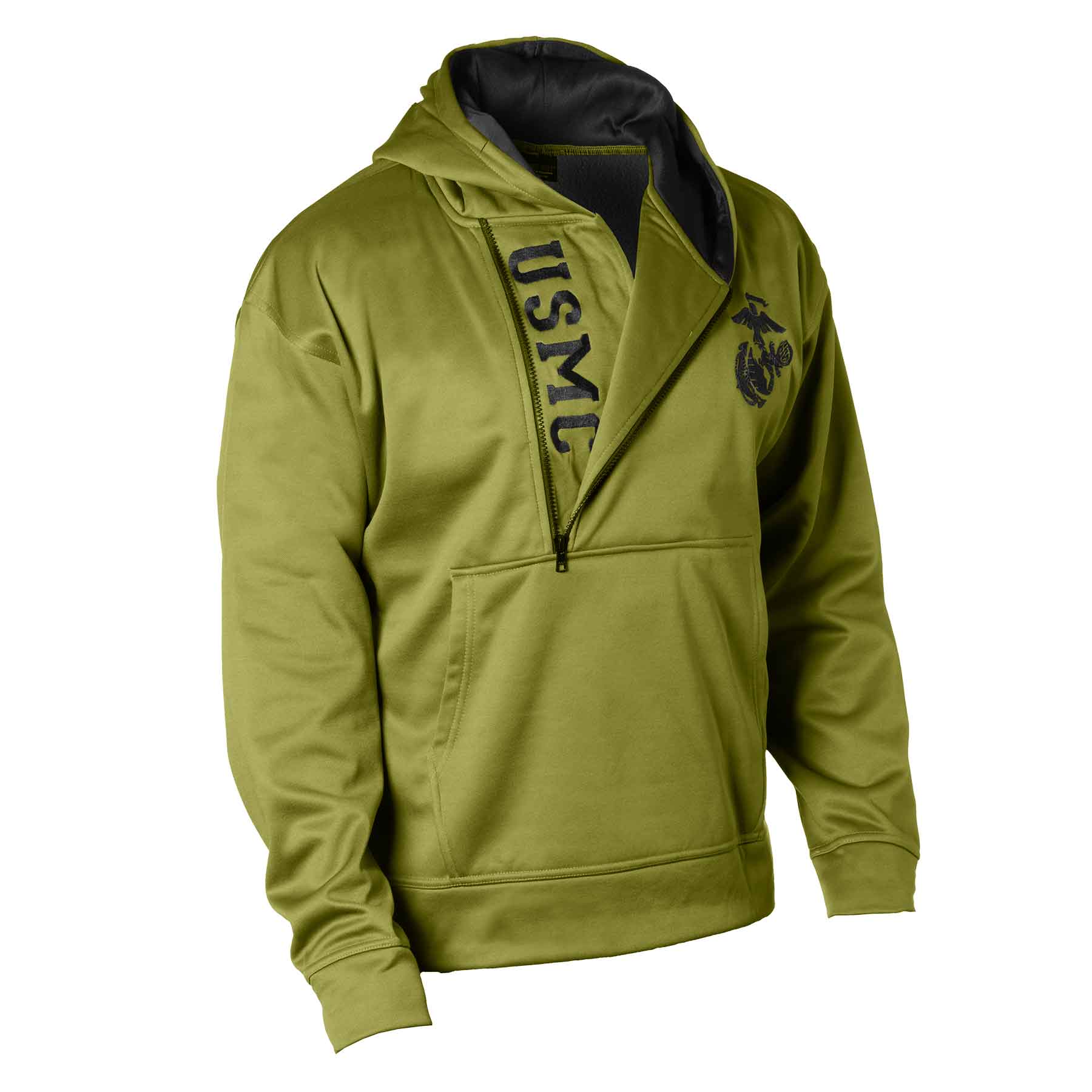 USMC Half Zip Hoodie- OD green - Image 9