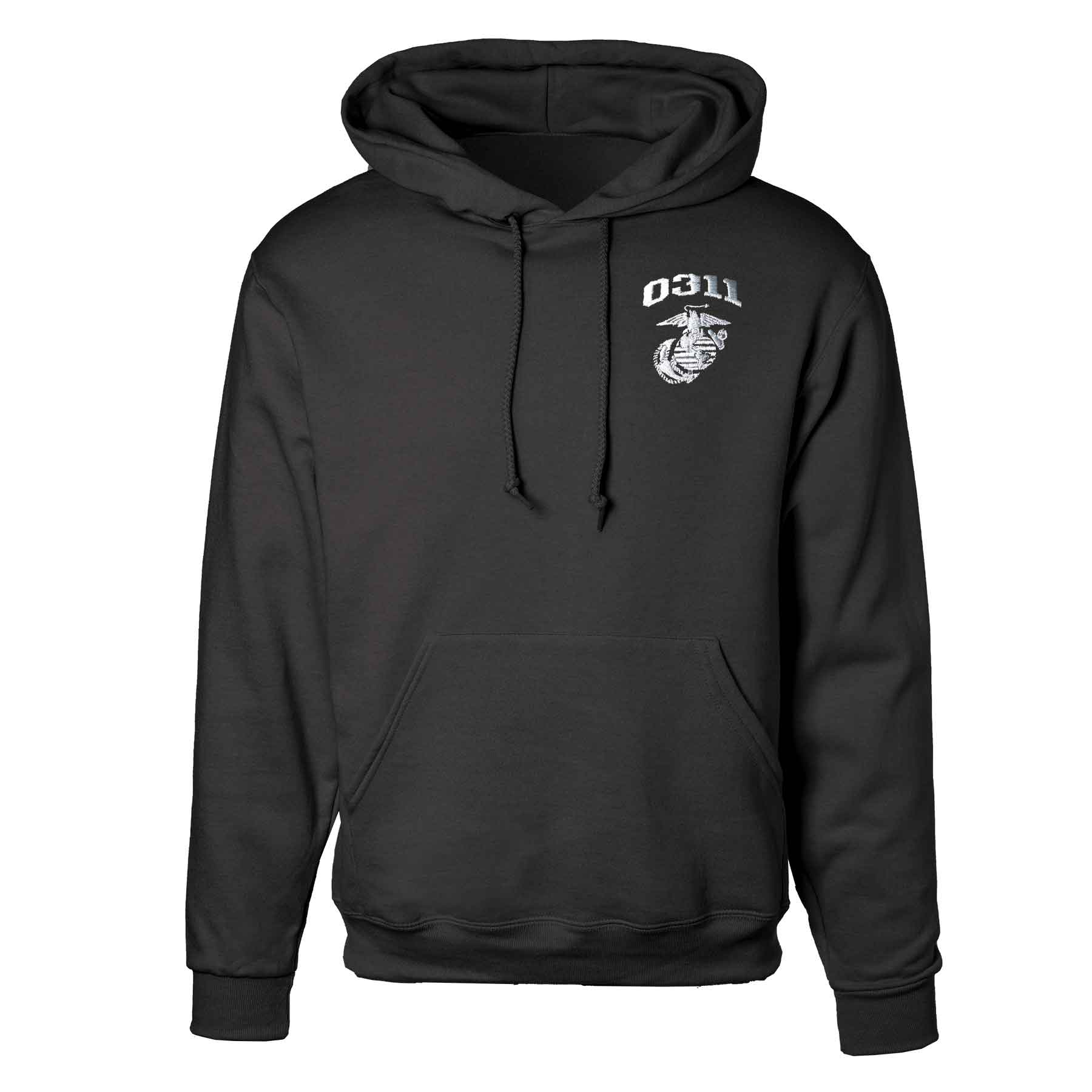 Marine Corps MOS Embroidered Hoodie - Black with Gray