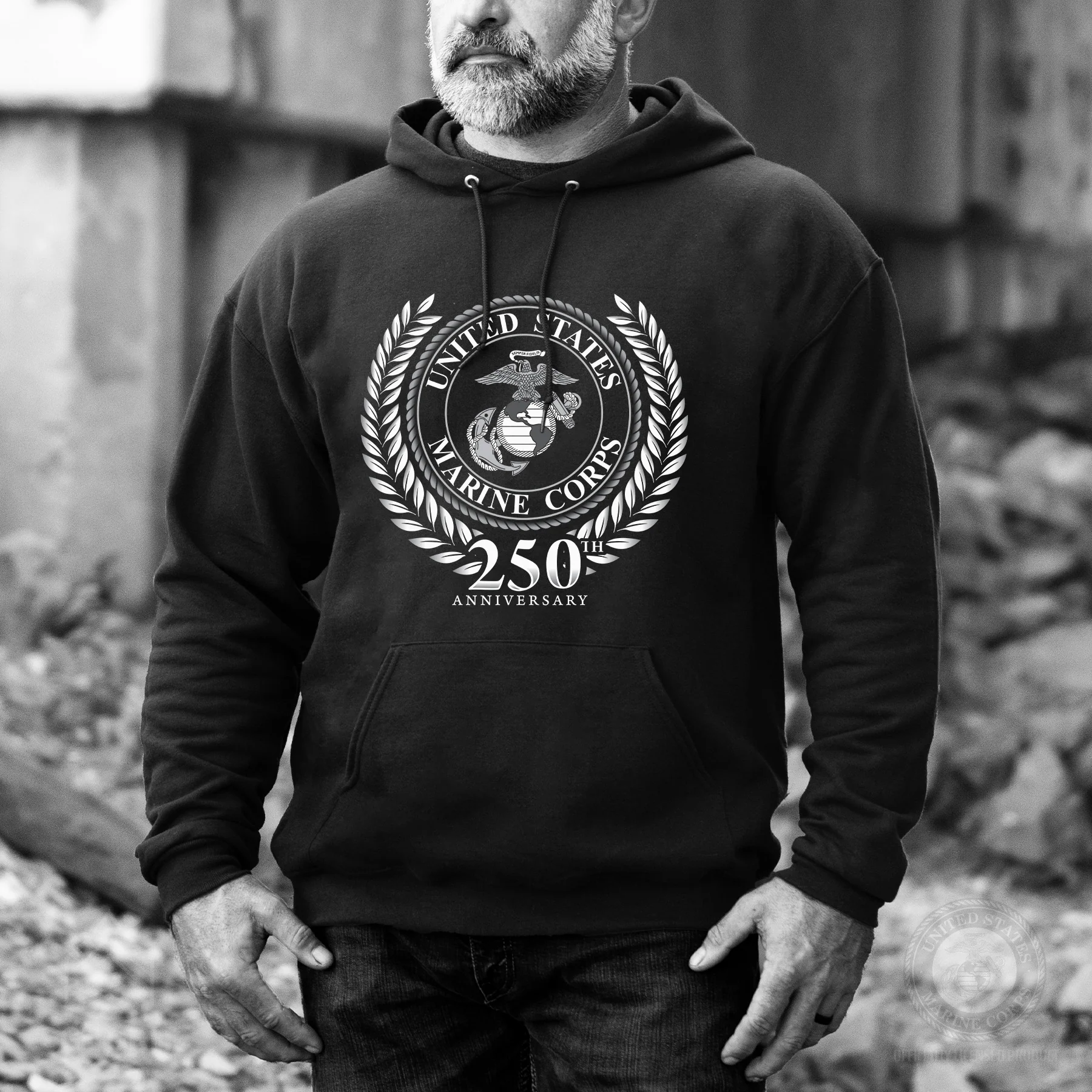 USMC 250th Anniversary Grayscale Hoodie - Image 2
