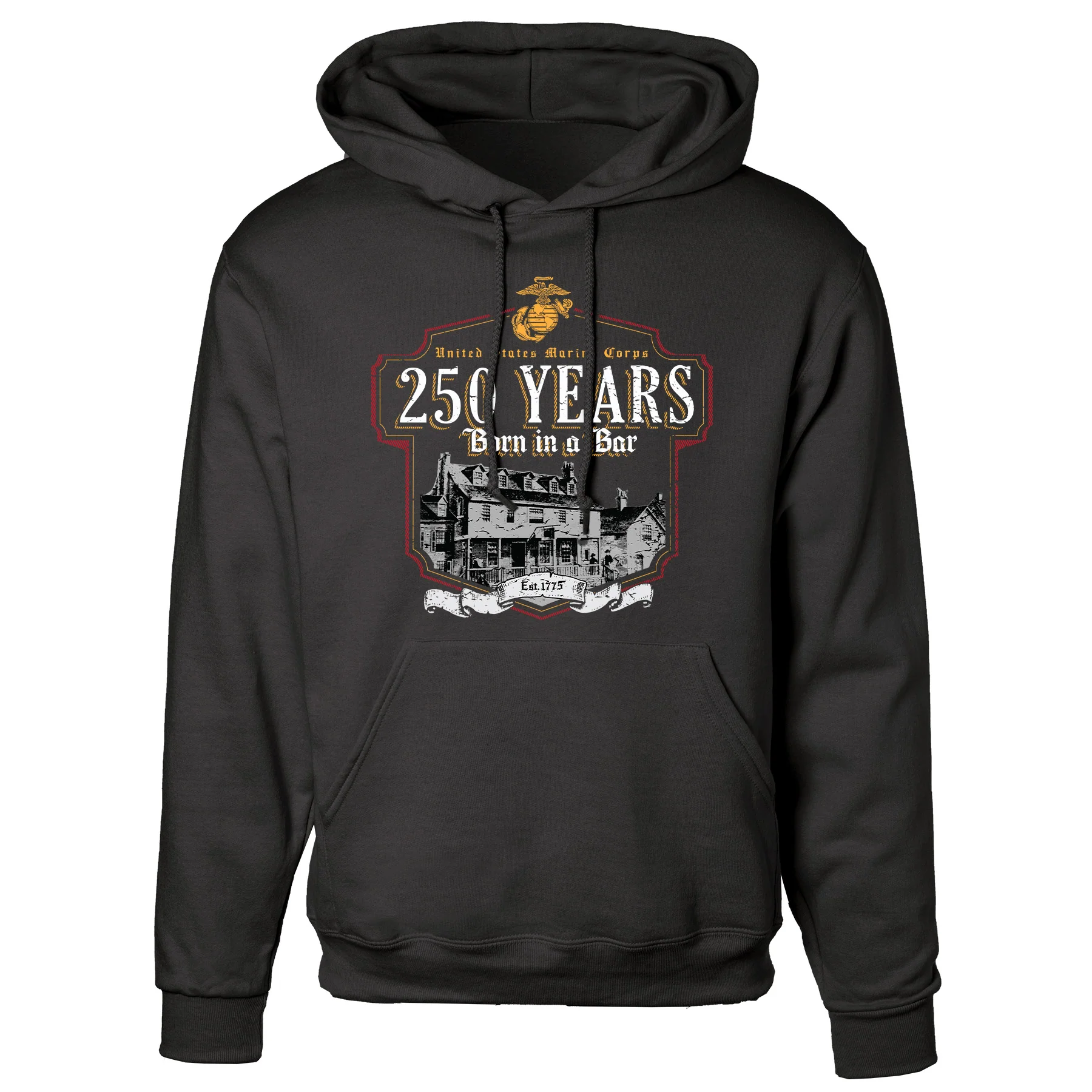 USMC Born in a Bar 250 Years Hoodie