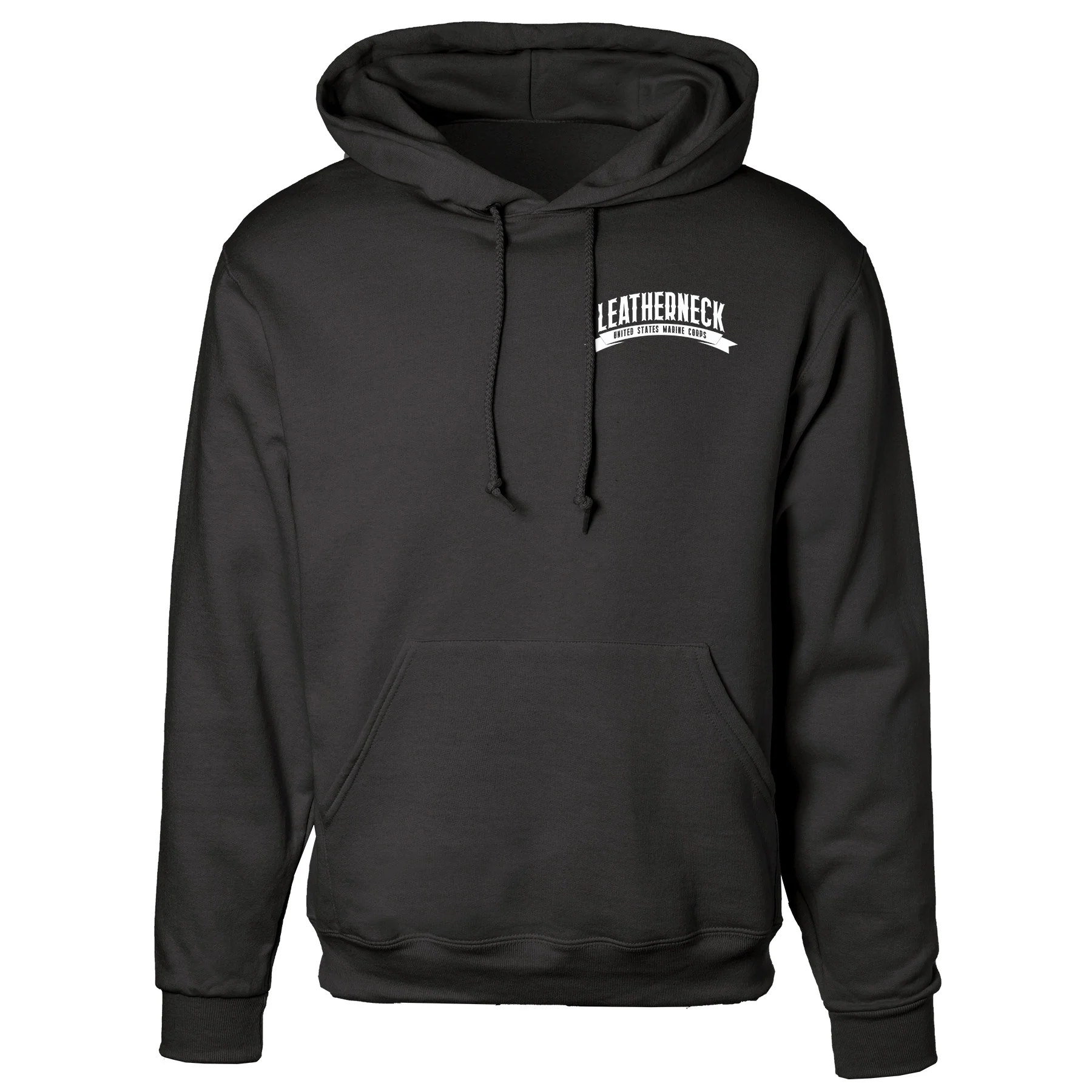 USMC Leatherneck Left Chest Hoodie- Black