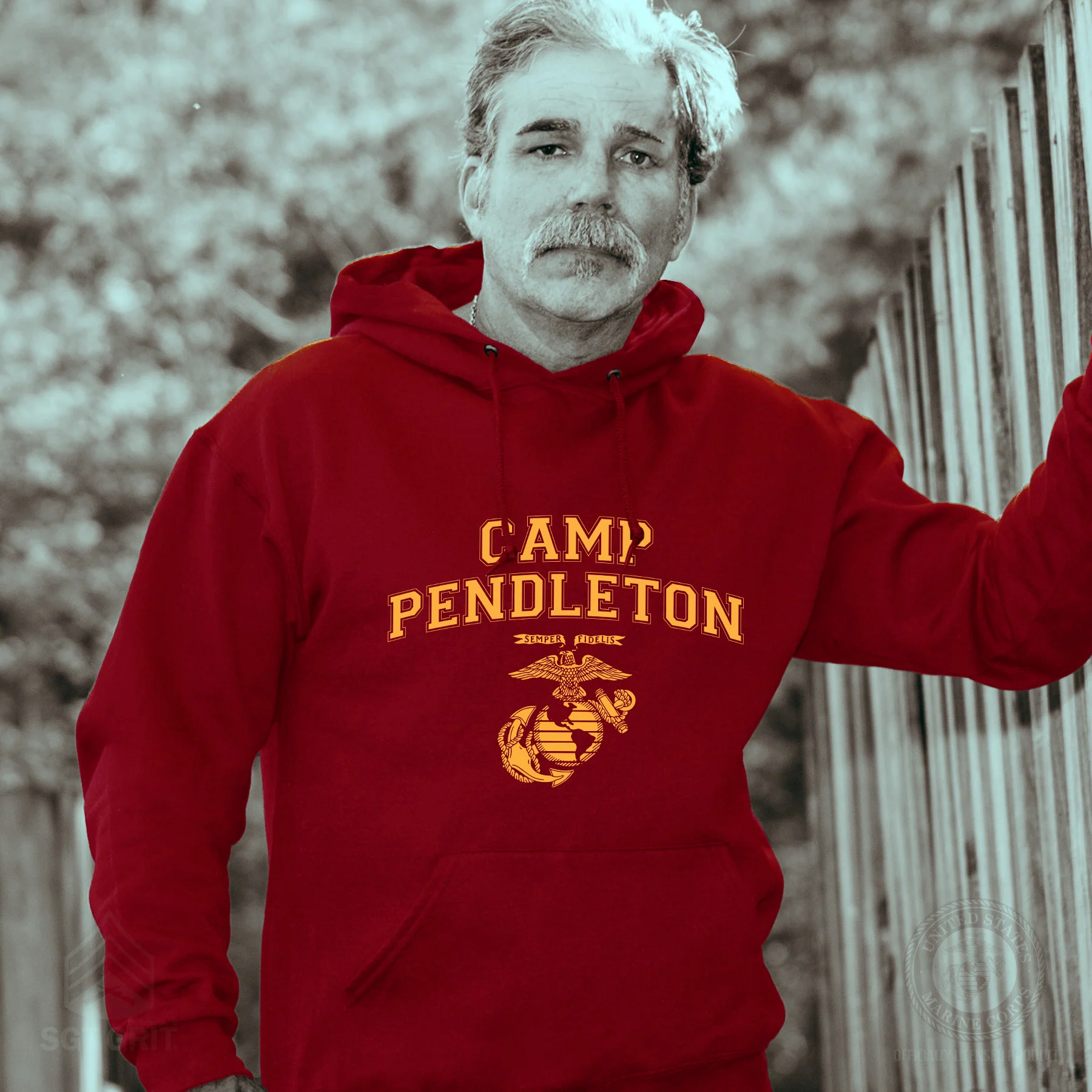 Marine Corps Base Collegiate EGA Hoodie - Image 11