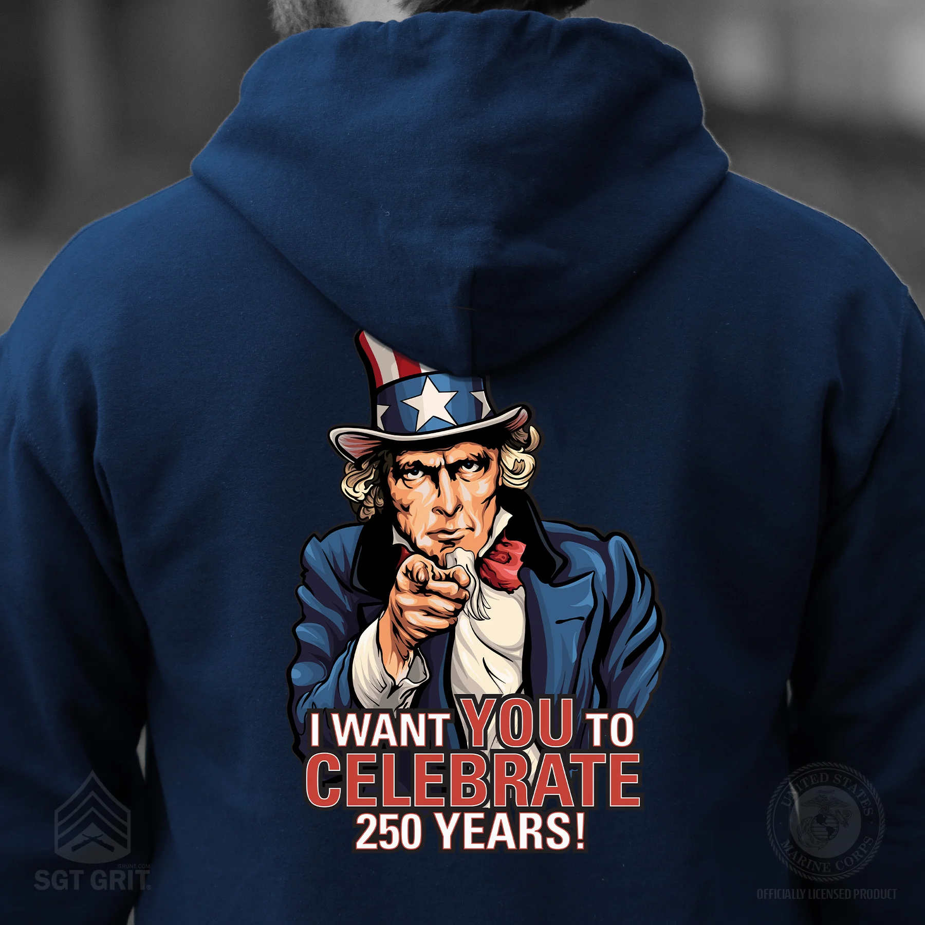 I Want You to Celebrate 250 Years Hoodie- Back Design - Image 8