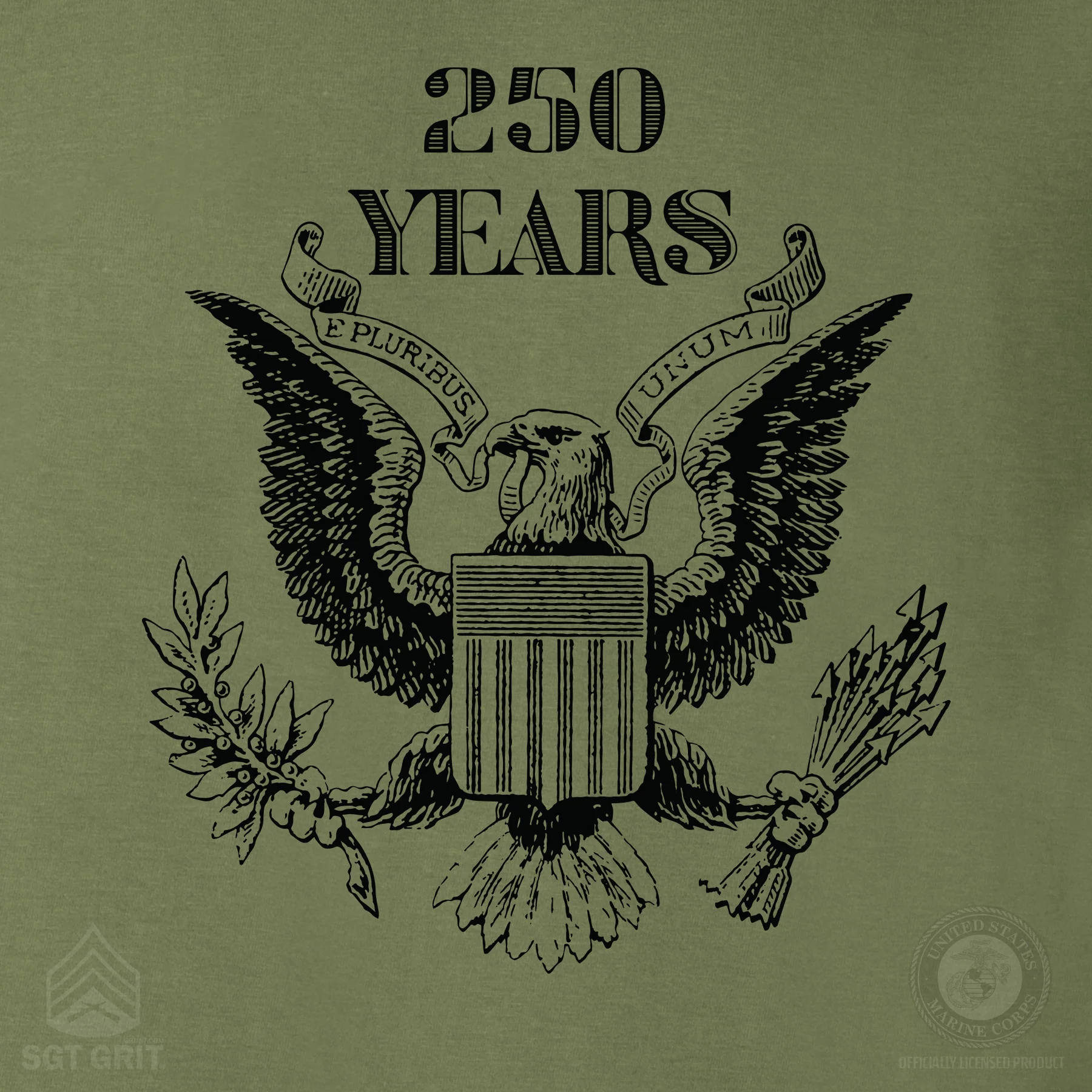 Vintage Eagle 250 Years Hoodie- OD Green - Image 3