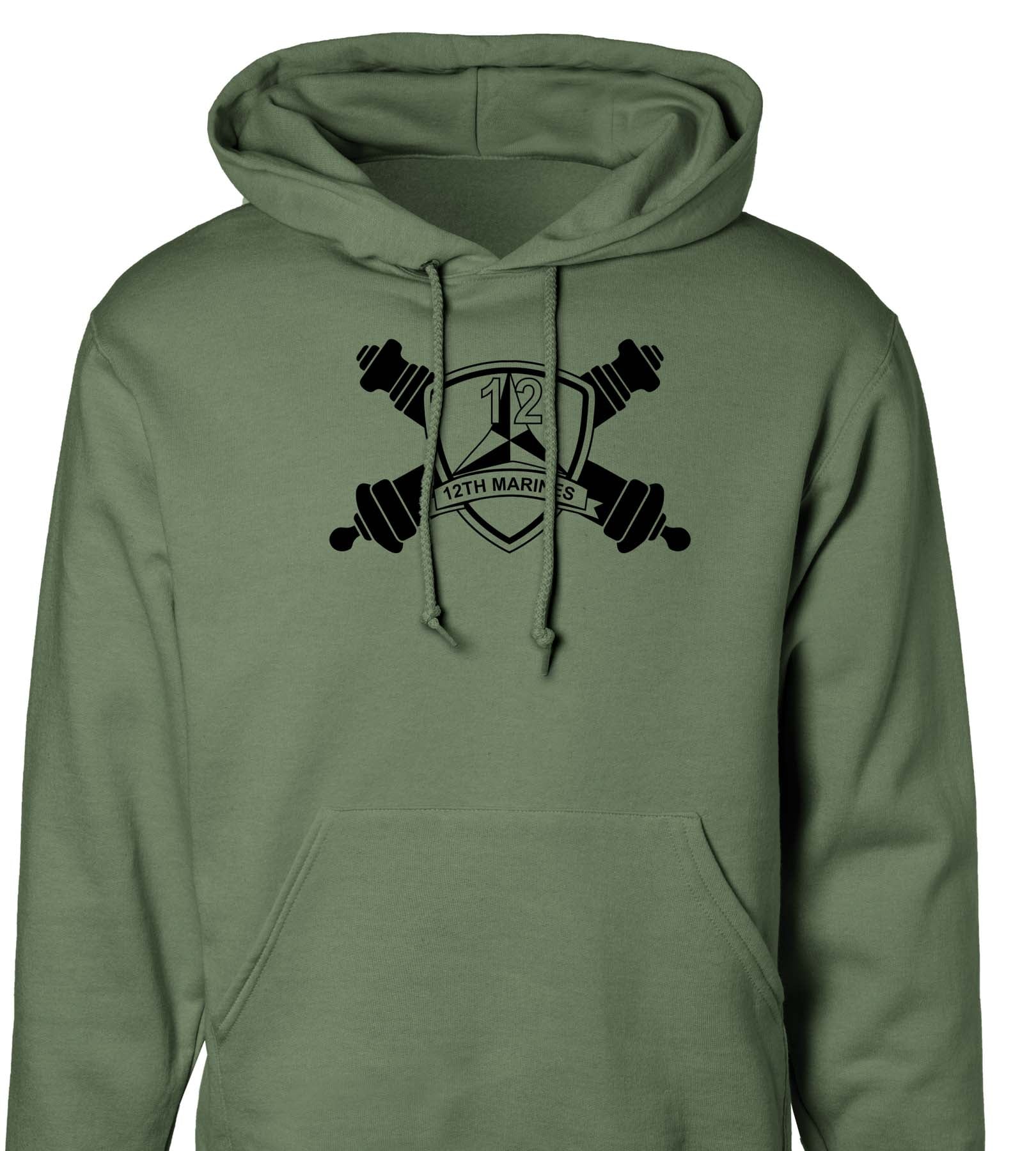 12th Marines Regimental Hoodie- Crossed Cannons - Image 3