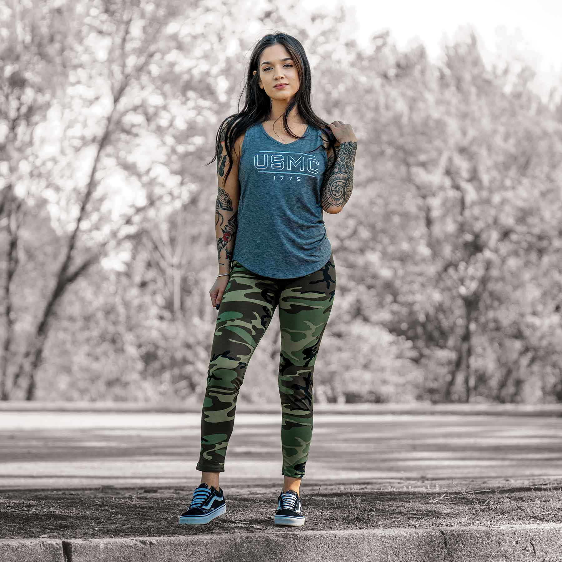 Ladies Camo Workout Leggings - Image 3