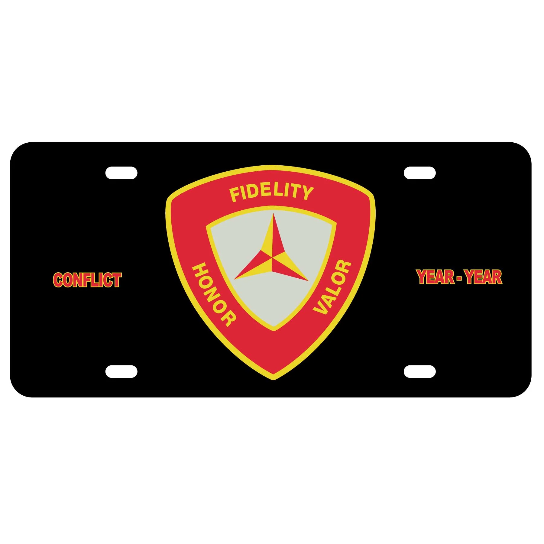 3rd Marine Division License Plate- Red & White - Image 2