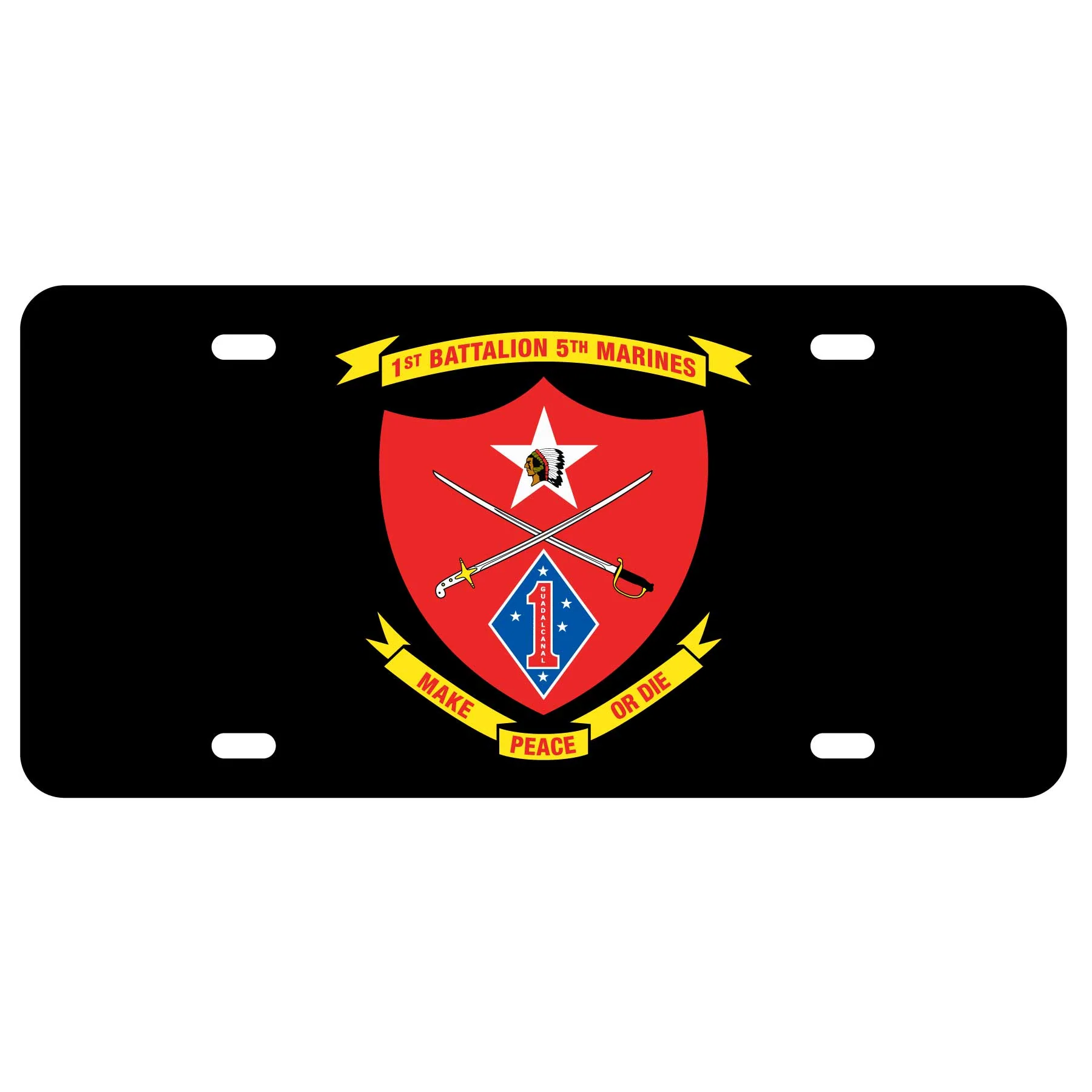 1st Battalion 5th Marines License Plate- Red