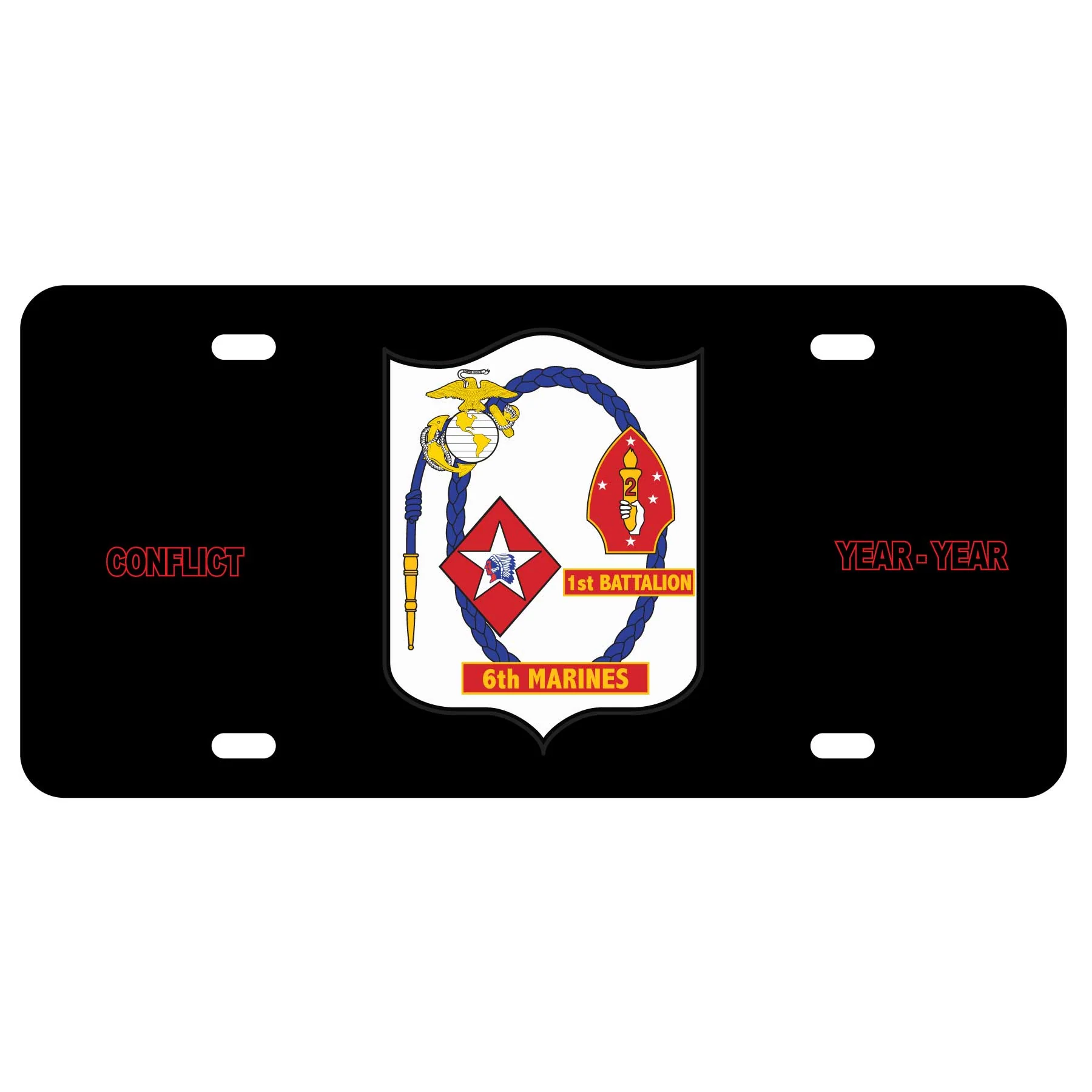 1st Battalion 6th Marine License Plate- Shield Design - Image 2