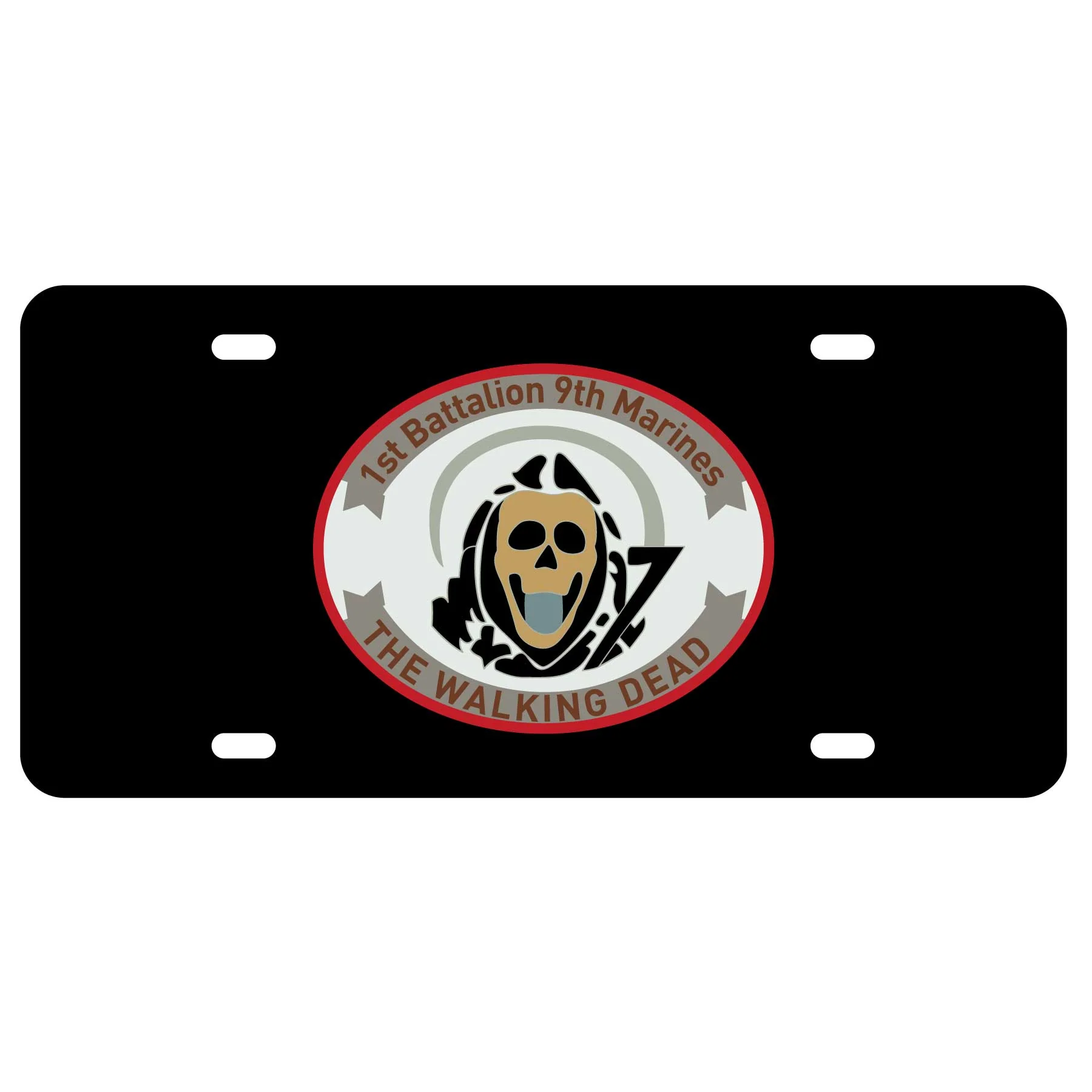 1st Battalion 9th Marines License Plate- White