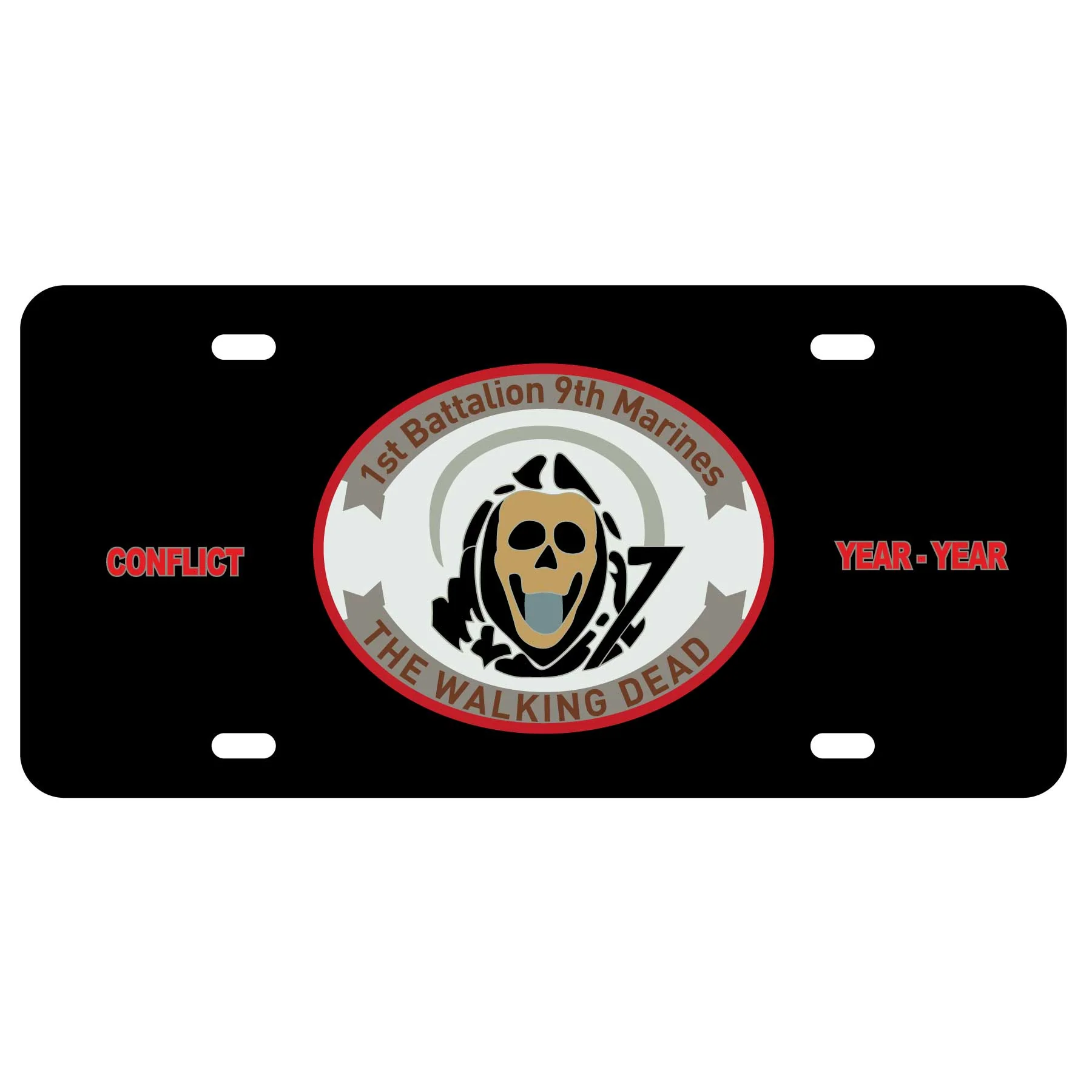 1st Battalion 9th Marines License Plate- White - Image 2