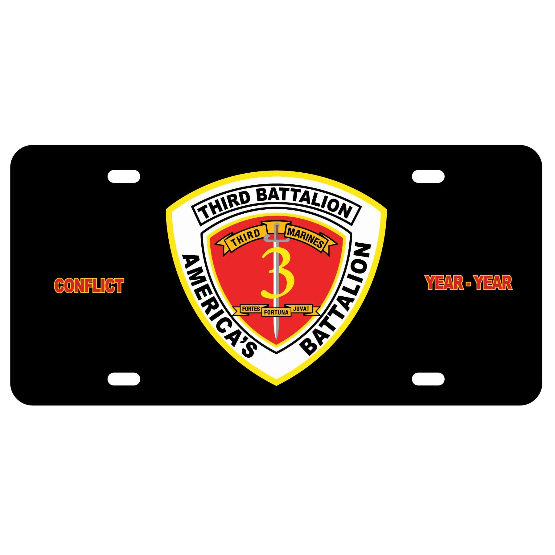 3rd Battalion 3rd Marines License Plate- White - Image 2