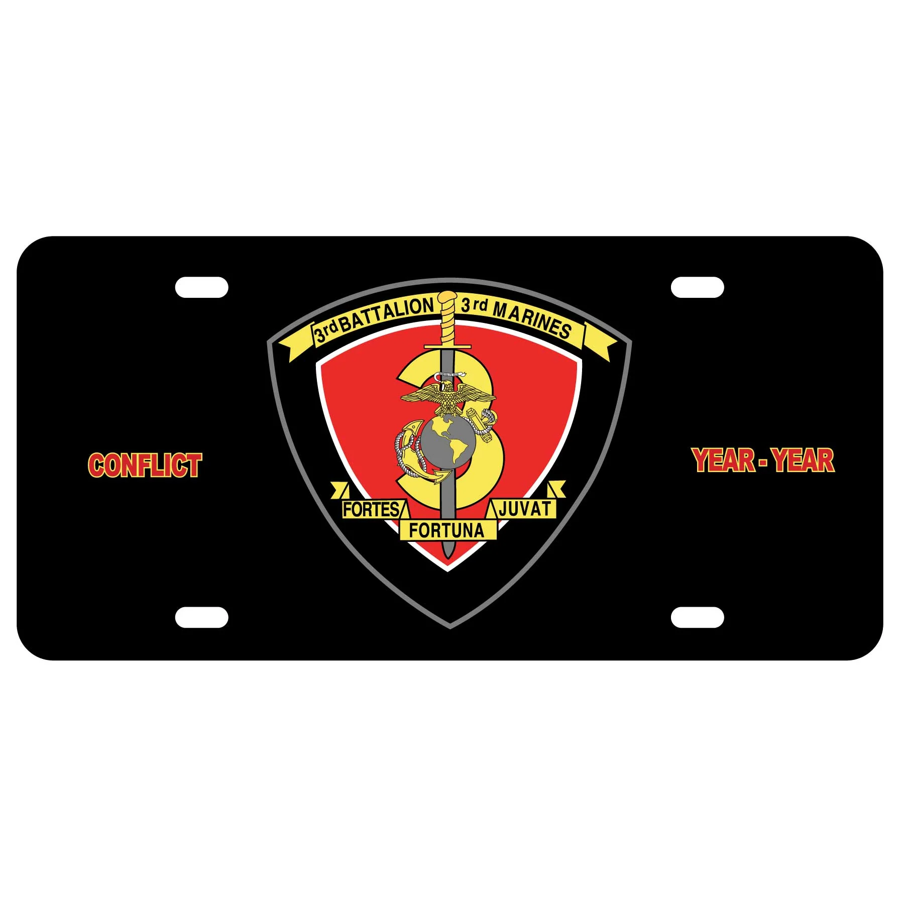 3rd Battalion 3rd Marines License Plate- Black - Image 2