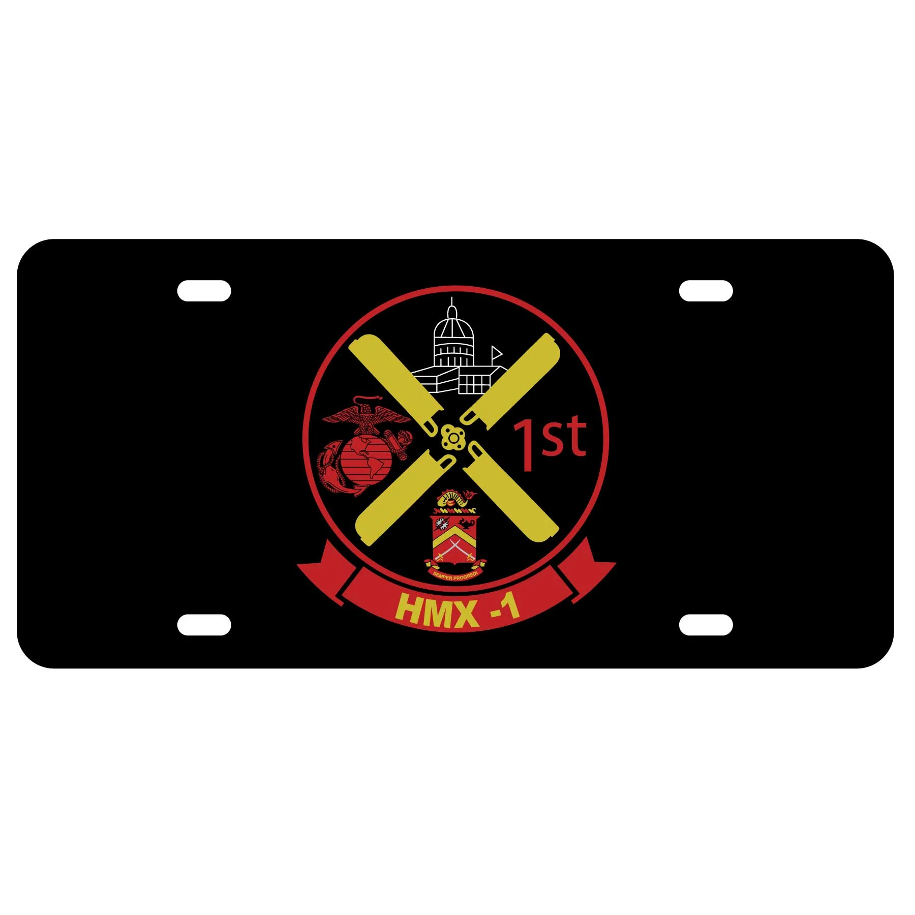 HMX-1 License Plate- Red & Yellow
