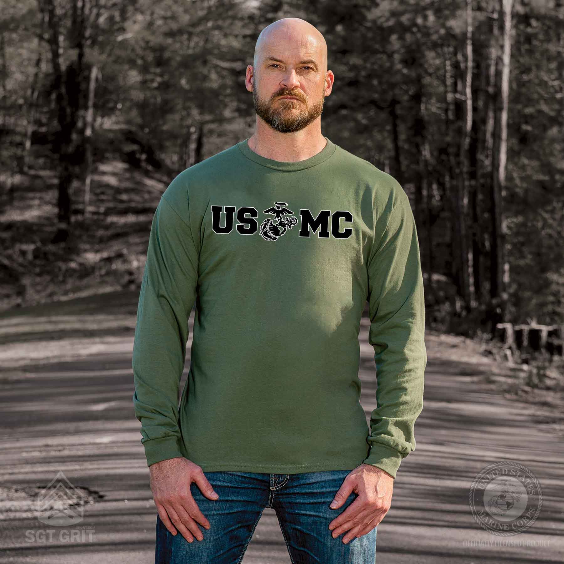 Bold USMC Long Sleeve T-Shirt - Image 2