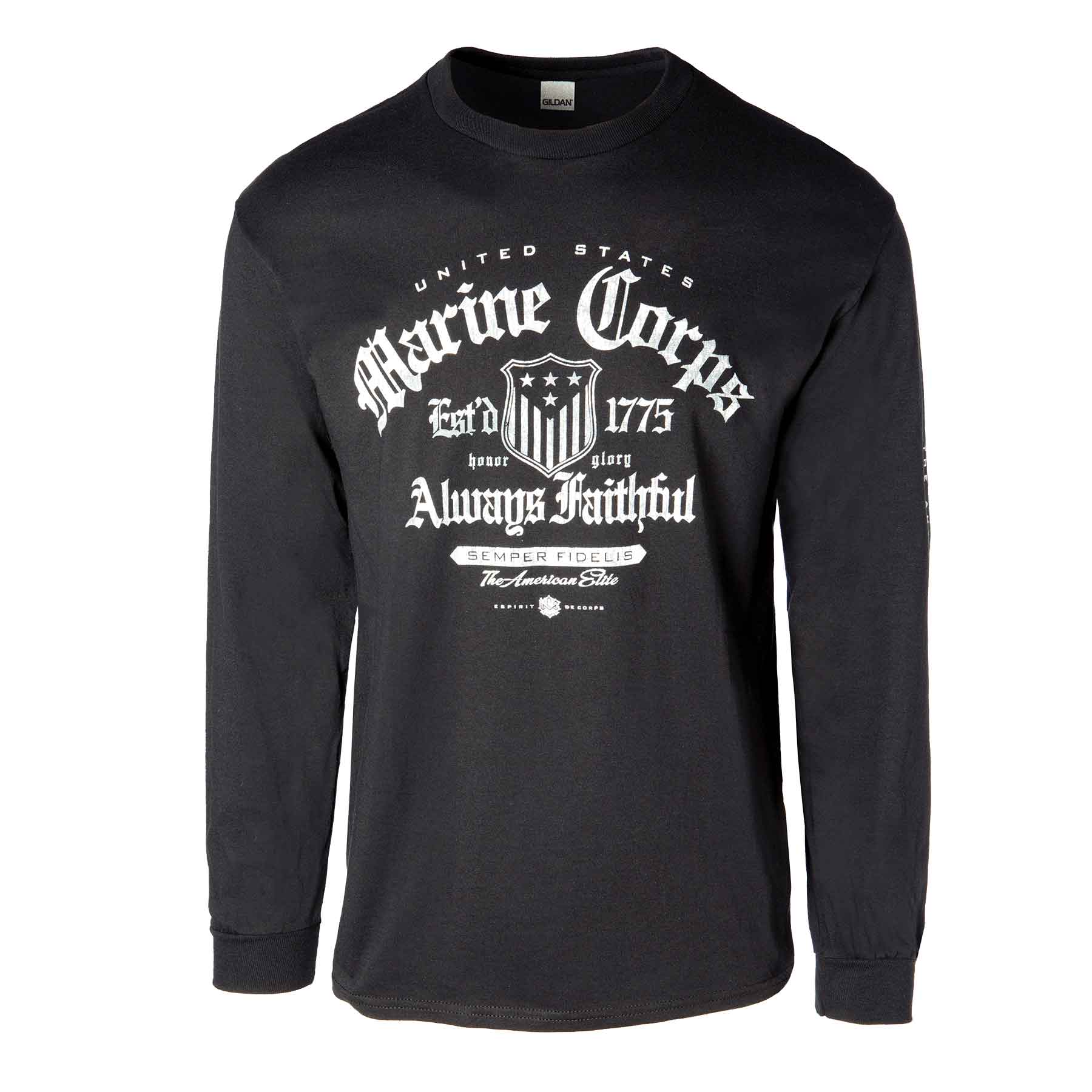Black Long Sleeved Marine Corps T-Shirt - Image 4