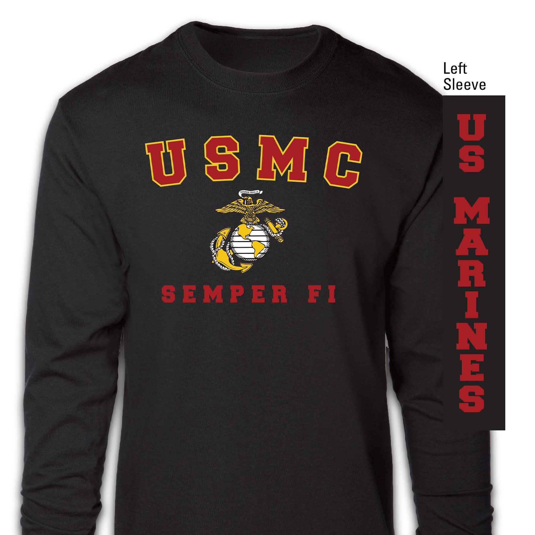 USMC Semper Fi Long Sleeve T-Shirt - Black