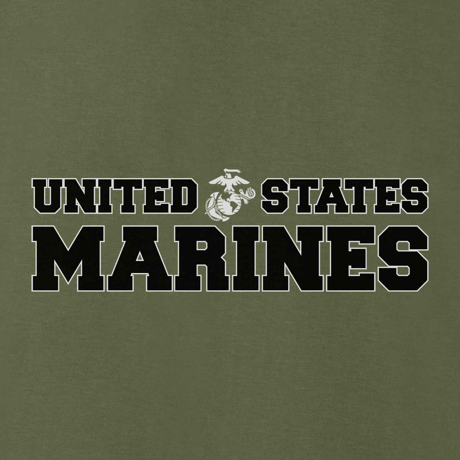 United States Marines Long Sleeve T-Shirt- OD Green - Image 3