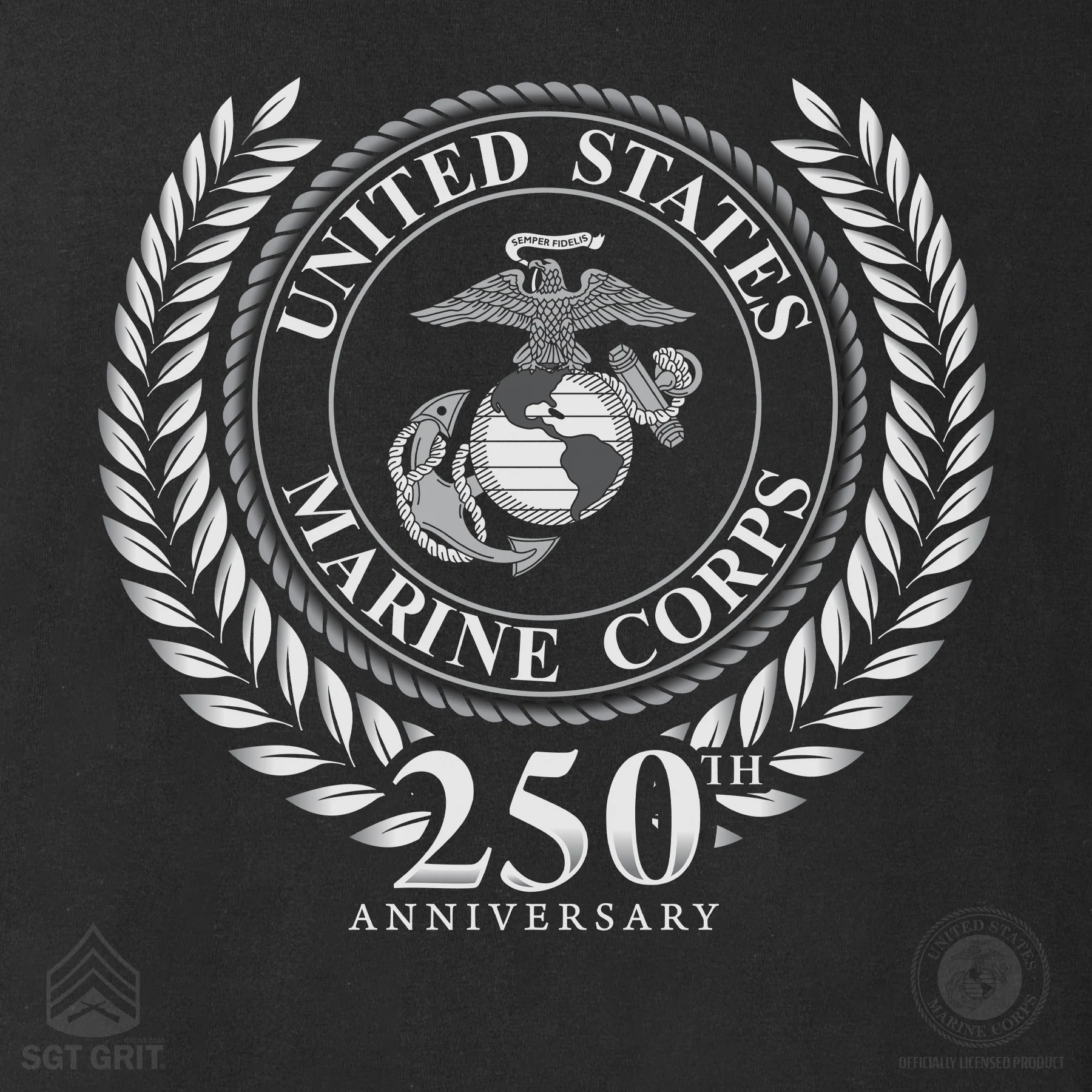 USMC 250th Anniversary Grayscale Long Sleeve Shirt - Image 3