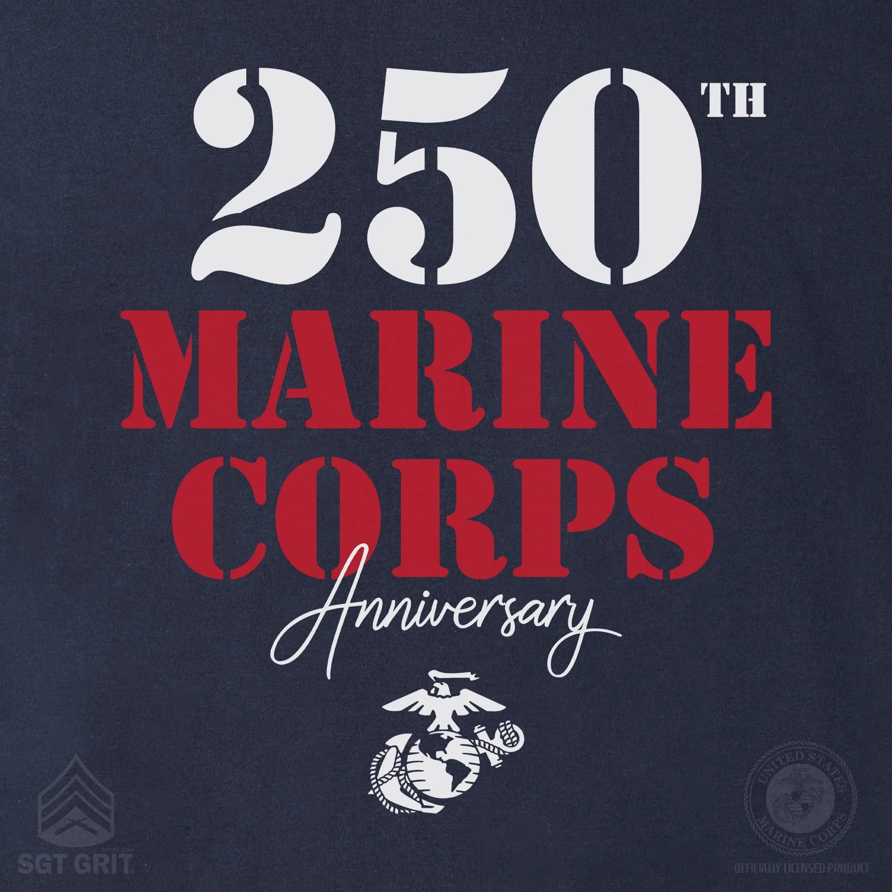 USMC 250th Anniversary Stencil Long Sleeve Shirt - Image 3