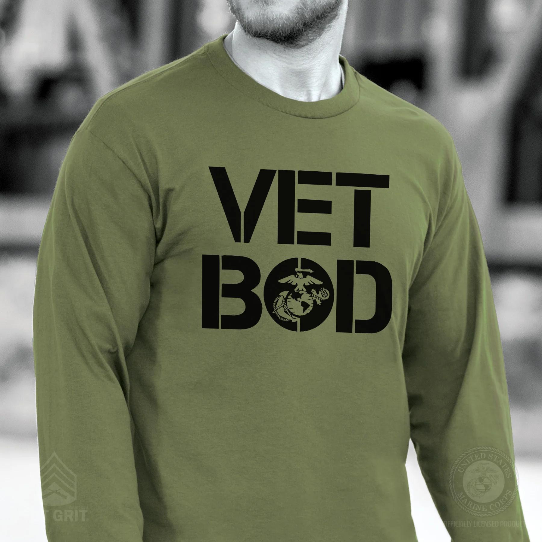 Vet Bod Long Sleeve T-Shirt- OD Green - Image 2