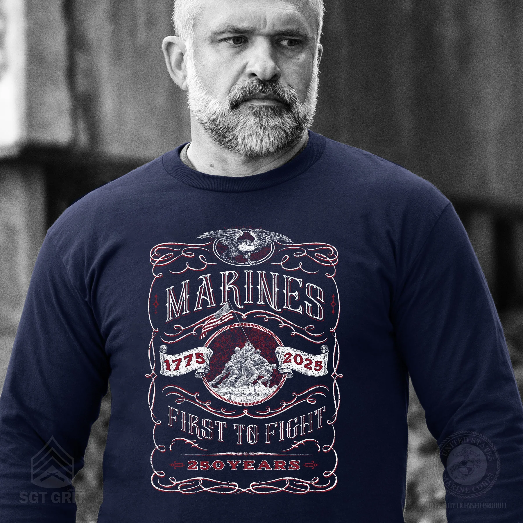 USMC 250 Years Iwo Jima Long Sleeve Shirt - Image 2