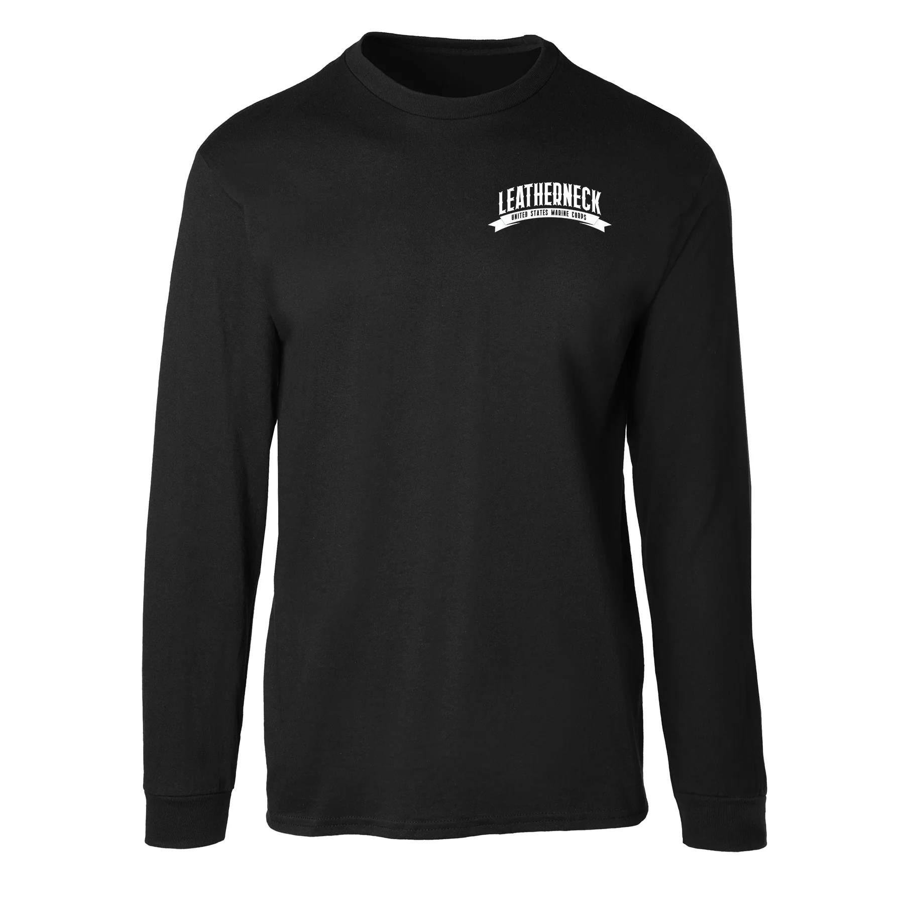 USMC Leatherneck Left Chest Long Sleeve Shirt- Black