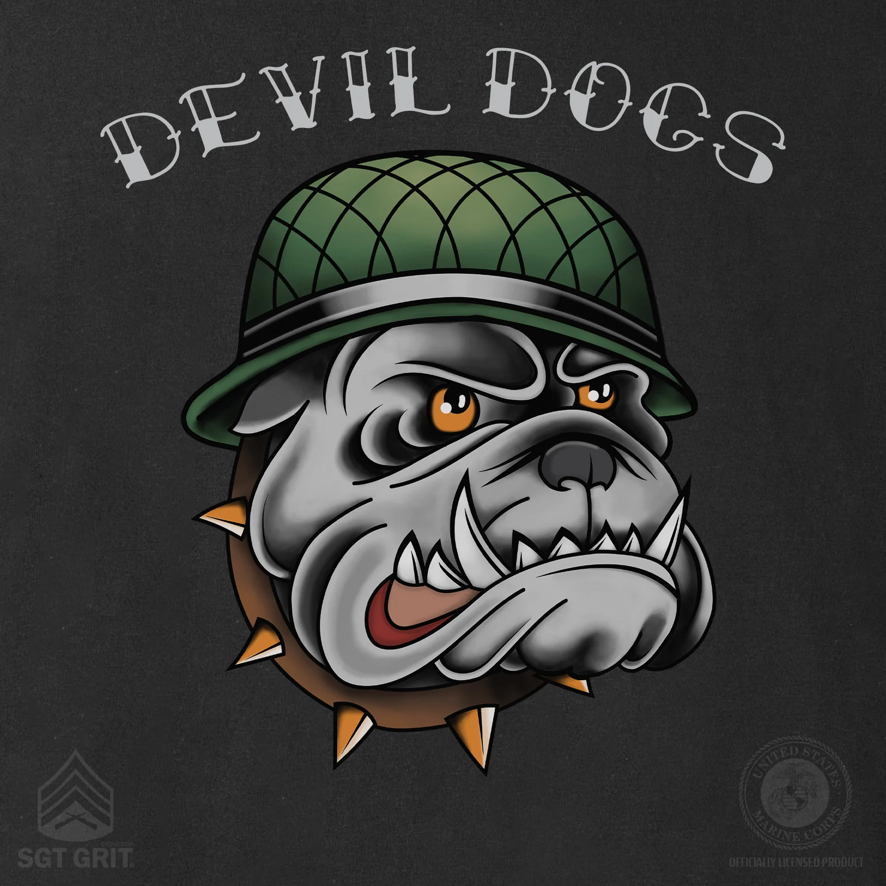 USMC Vintage Tattoo Devil Dogs Long Sleeve Shirt - Image 3